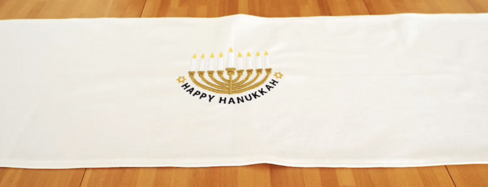 Embroidered Gold Menorah Hanukkah Table Runner、mySite、topwebapps