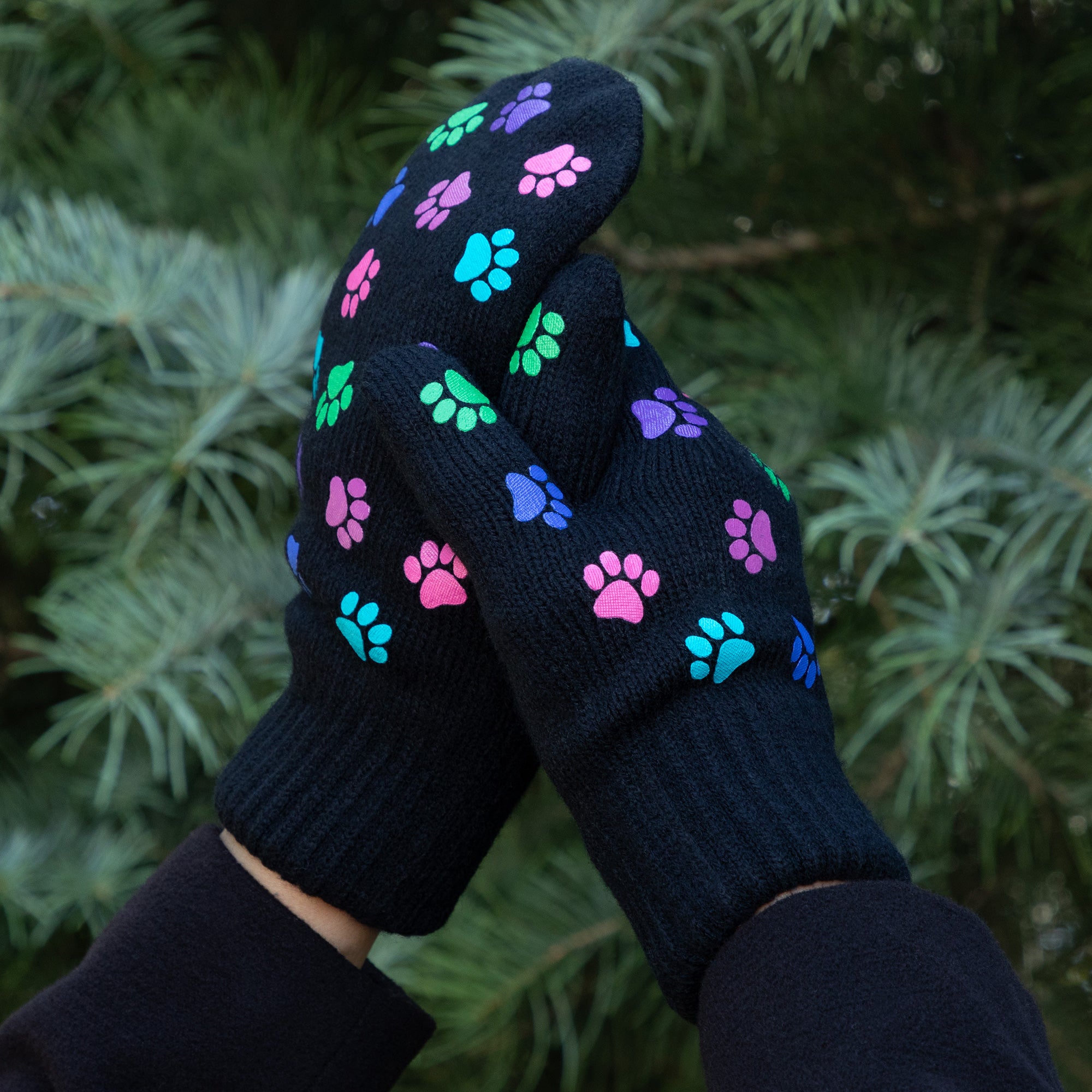 Pretty Paw Print Fleece-Lined Mittens、mySite、camillekostekn