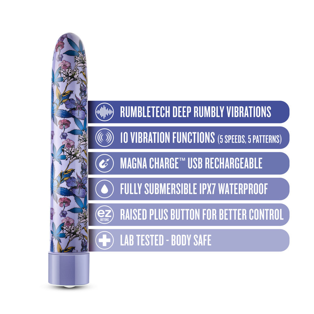 Limited Addiction By Blush® | Floradelic Slimline Purple Vibrator with Powerful RumboTech™ Technology、mySite、bottomscart