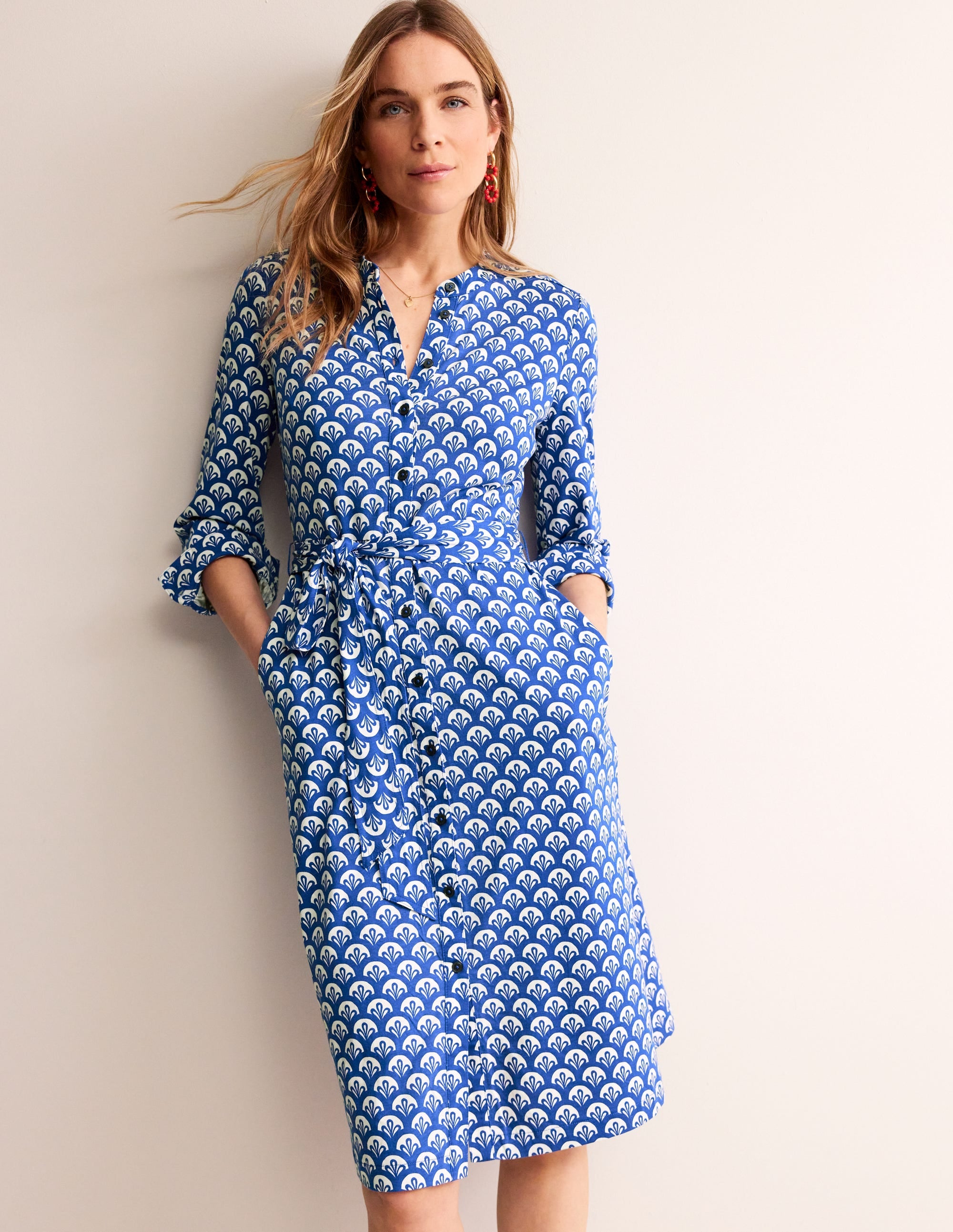  Julia Jersey Shirt Dress-Surf The Web, Foliage Geo、mySite、ashleygrahame