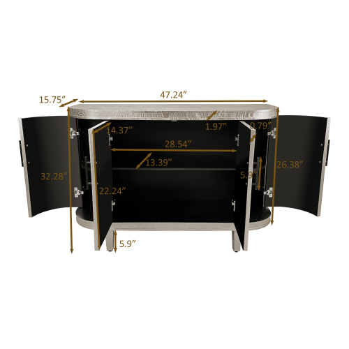 70.07"Large Size 4 Door Cabinet, Suitable For Living Room, Kitchen, Bedroom, Corridor (Champagne)、、xpatfood