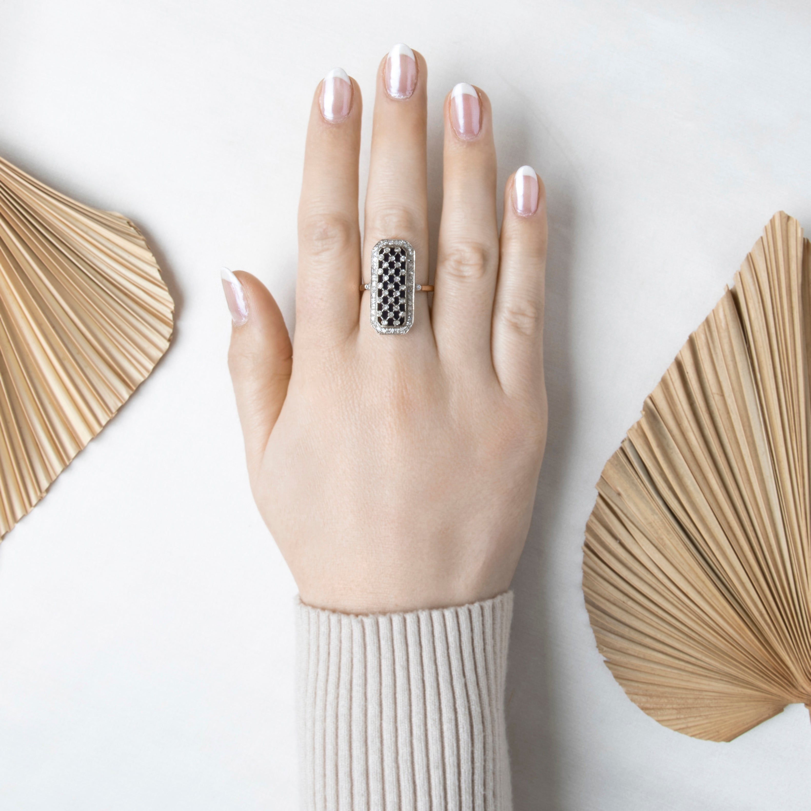 Vintage Large 14k White & Yellow Gold Diamond Chalcedony Ring 9.00、mySite、hinf8tx79