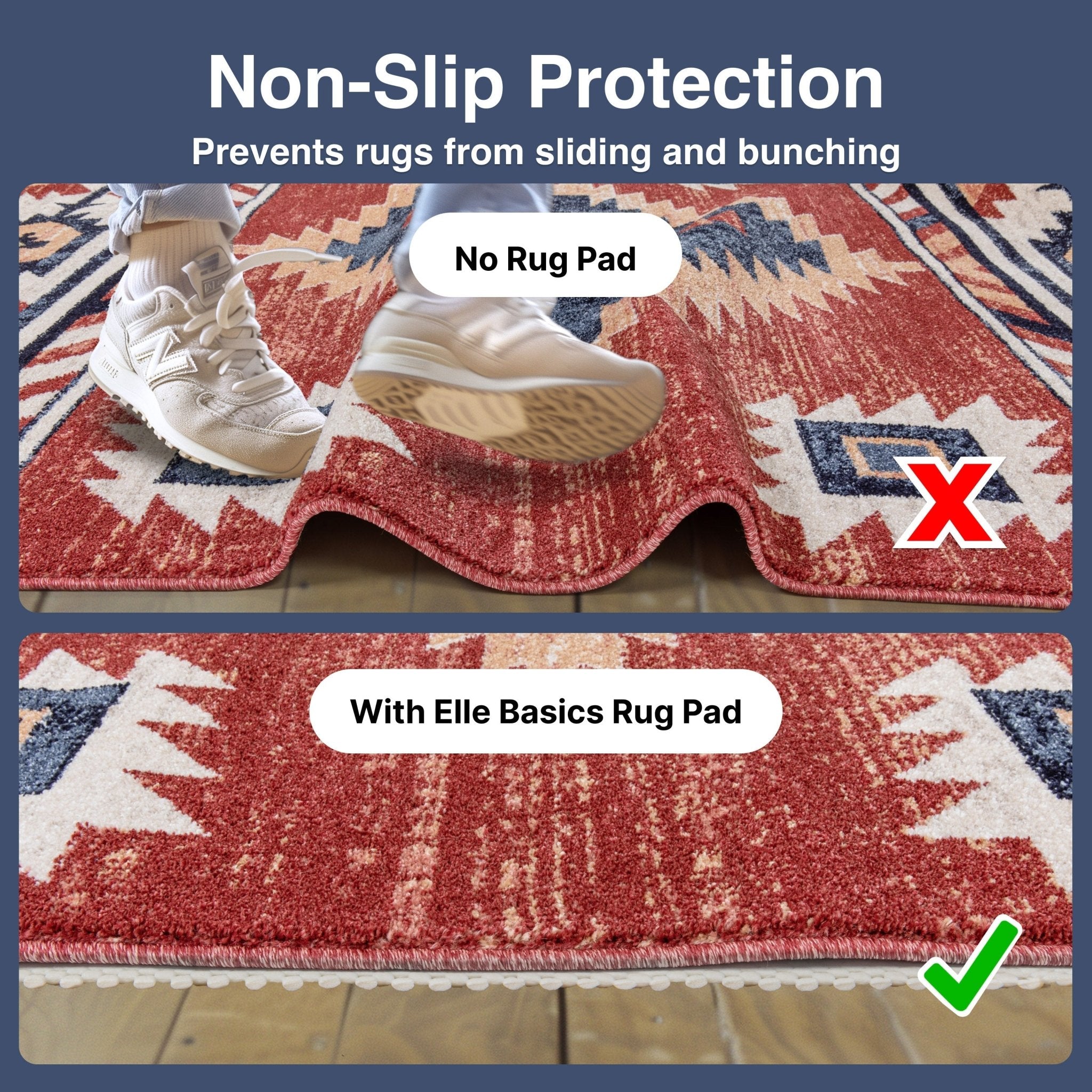 Elle Basics Rug Pad - Your Non-Slip Solution for Any Surface - 1/8 Thick Cushioned - All-Floor Protection、mySite、gigharbornorthrealestate