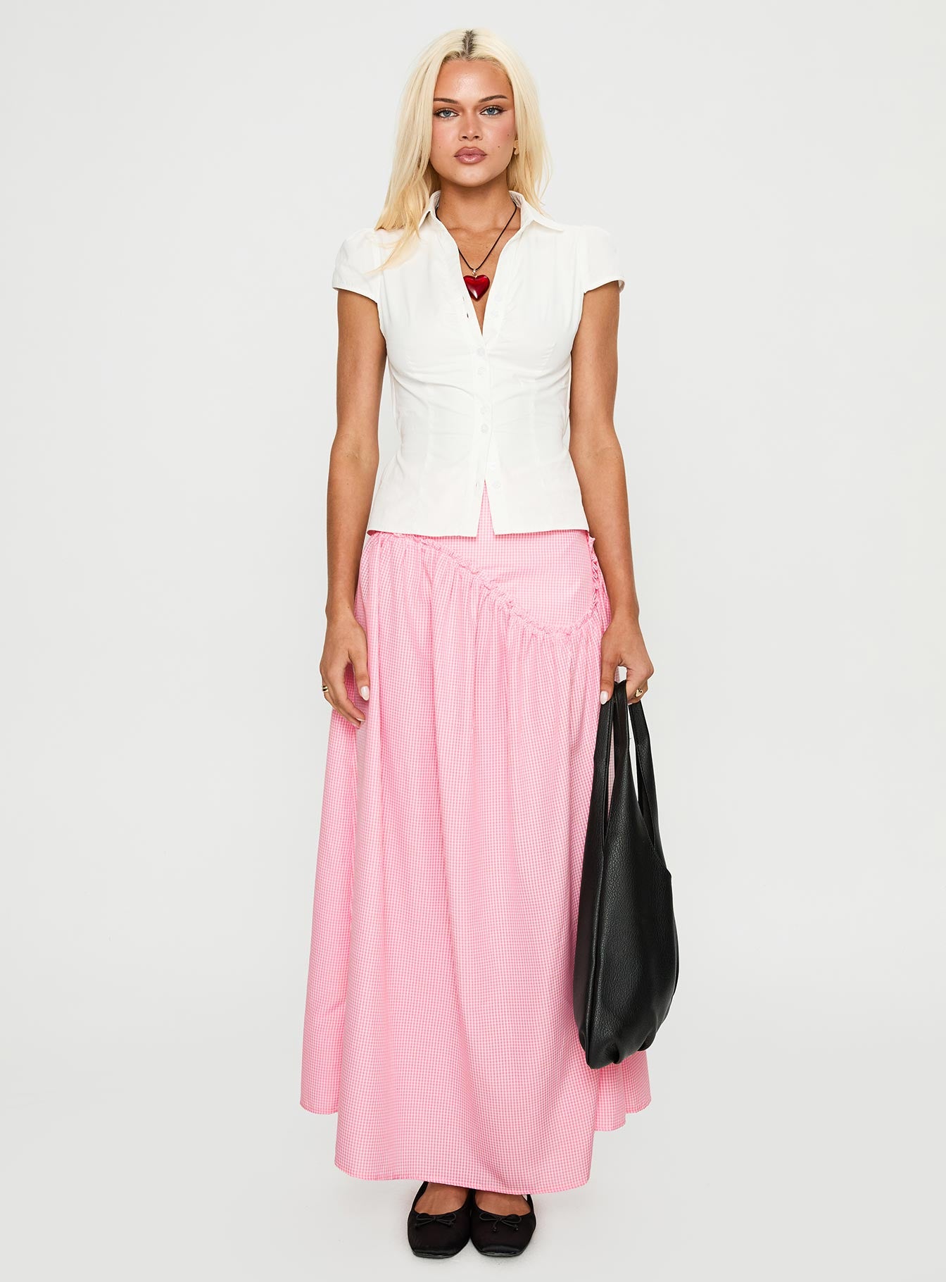 Apresia Maxi Skirt Pink Gingham、mySite、solidvoid