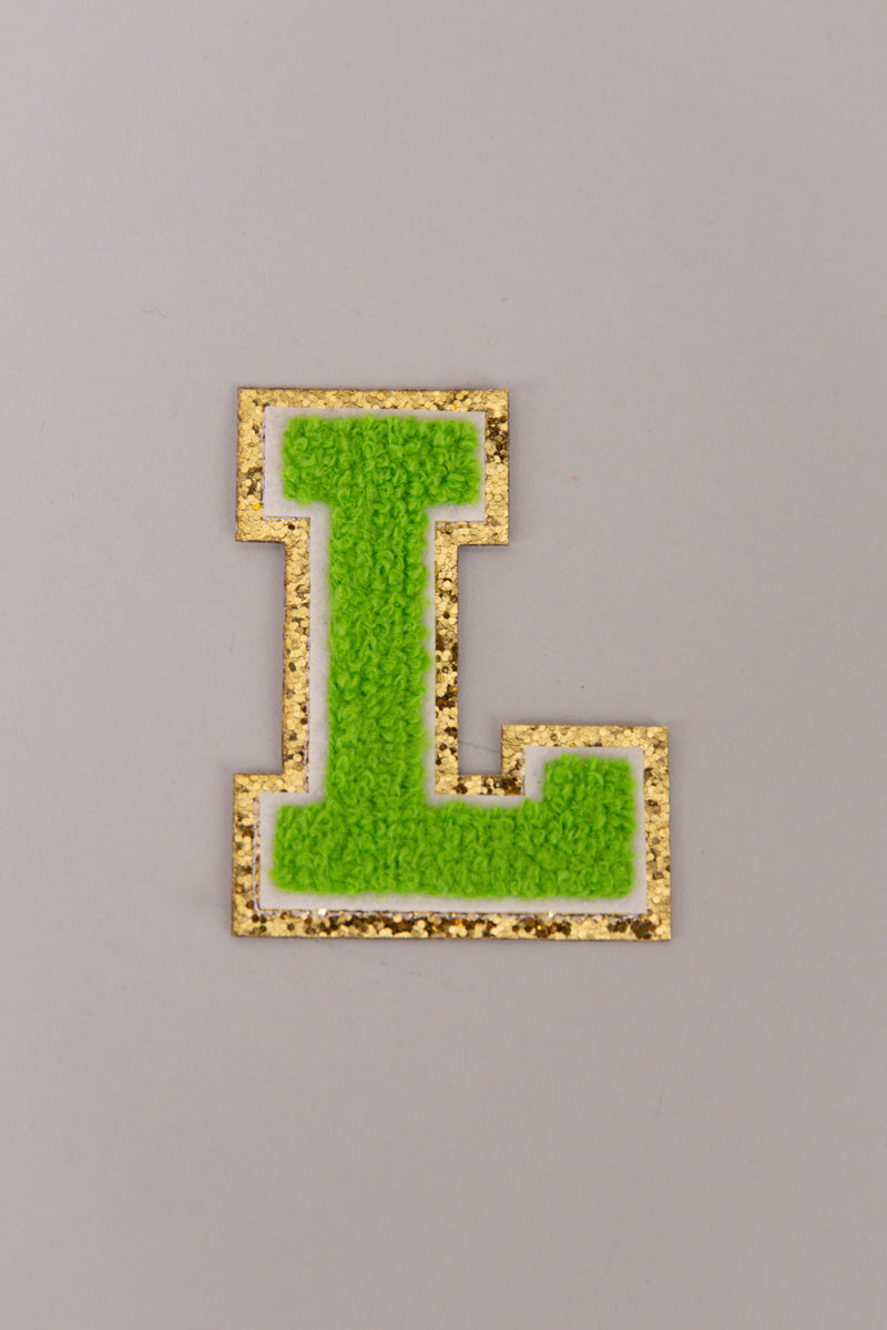 Chenille Adhesive Patch Letters - Green 5.5cm、mySite、hinf8tx79