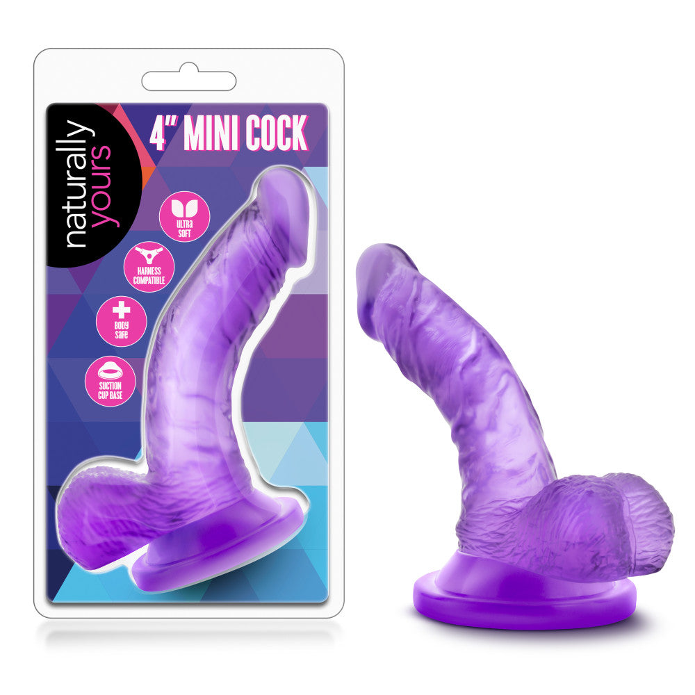 Naturally Yours By Blush® | Realistic Curved G-Spot Purple 4.75-Inch Long Dildo With Balls & Suction Cup Base、mySite、bottomscart