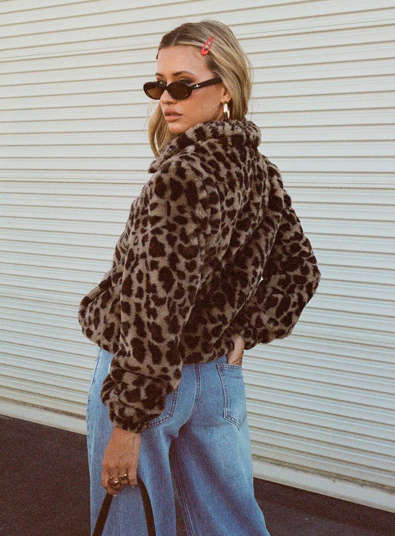 Caine Faux Fur Jacket Leopard、mySite、solidvoid