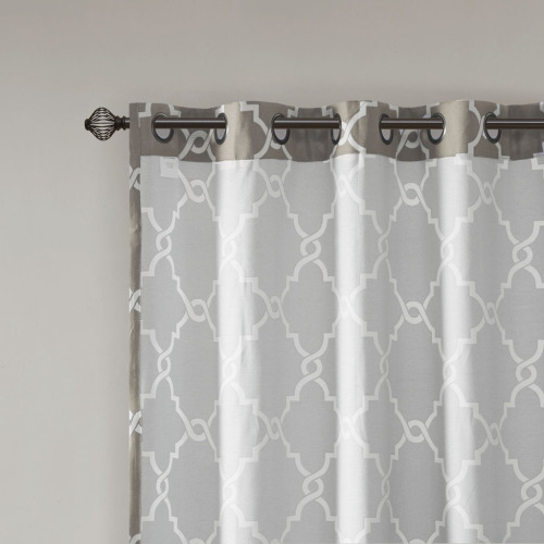 Fretwork Print Grommet Top Window Curtain Panel(Only 1 Pc Panel)、、eastwooduniform