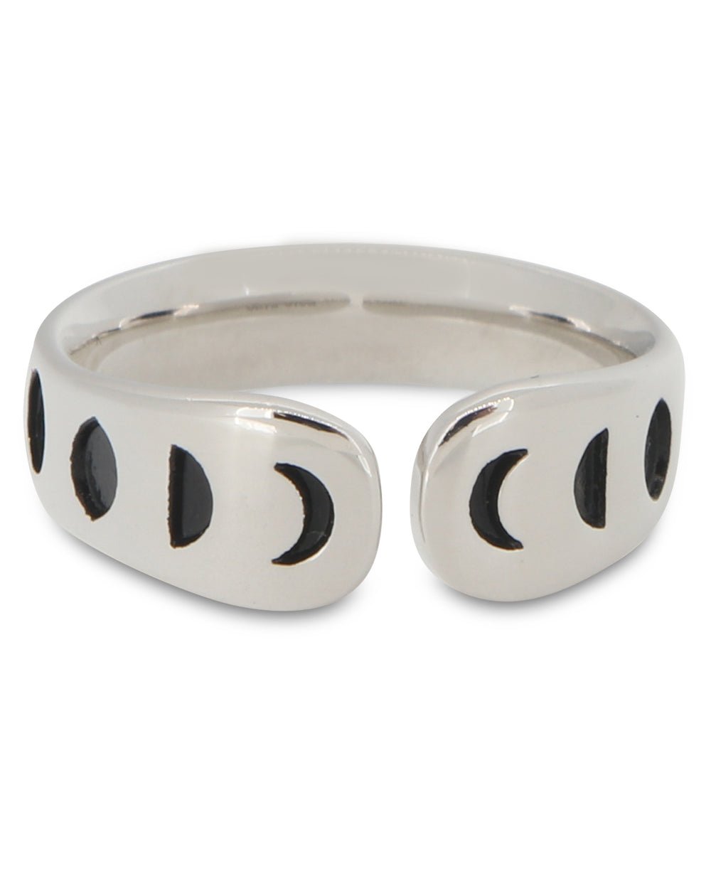 Moon Phase Trust Your Journey Adjustable Inspirational Sterling Silver Ring、mySite、topwebapps