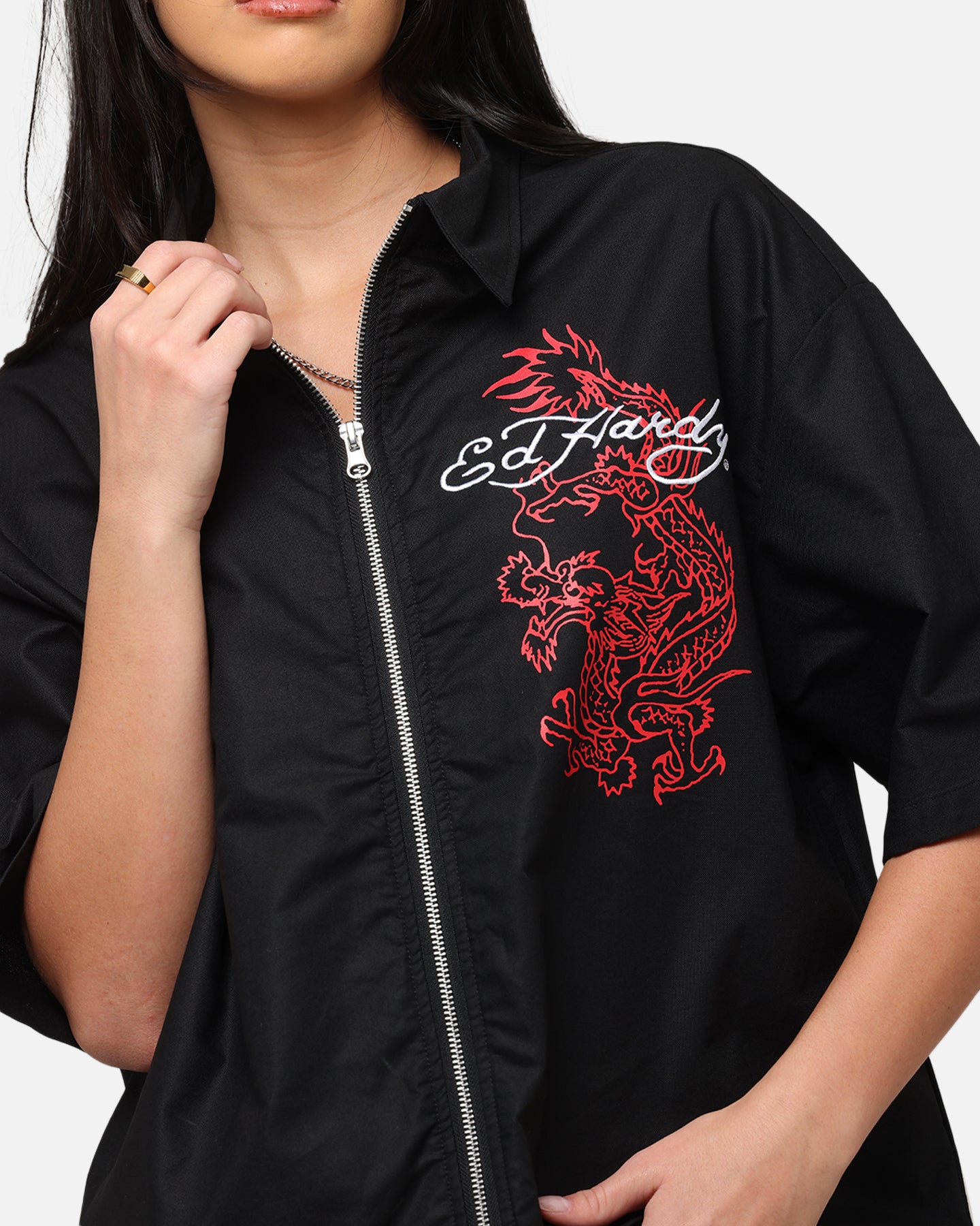 Ed Hardy Dragon Zip Shirt Black、mySite、zt4zffjzw