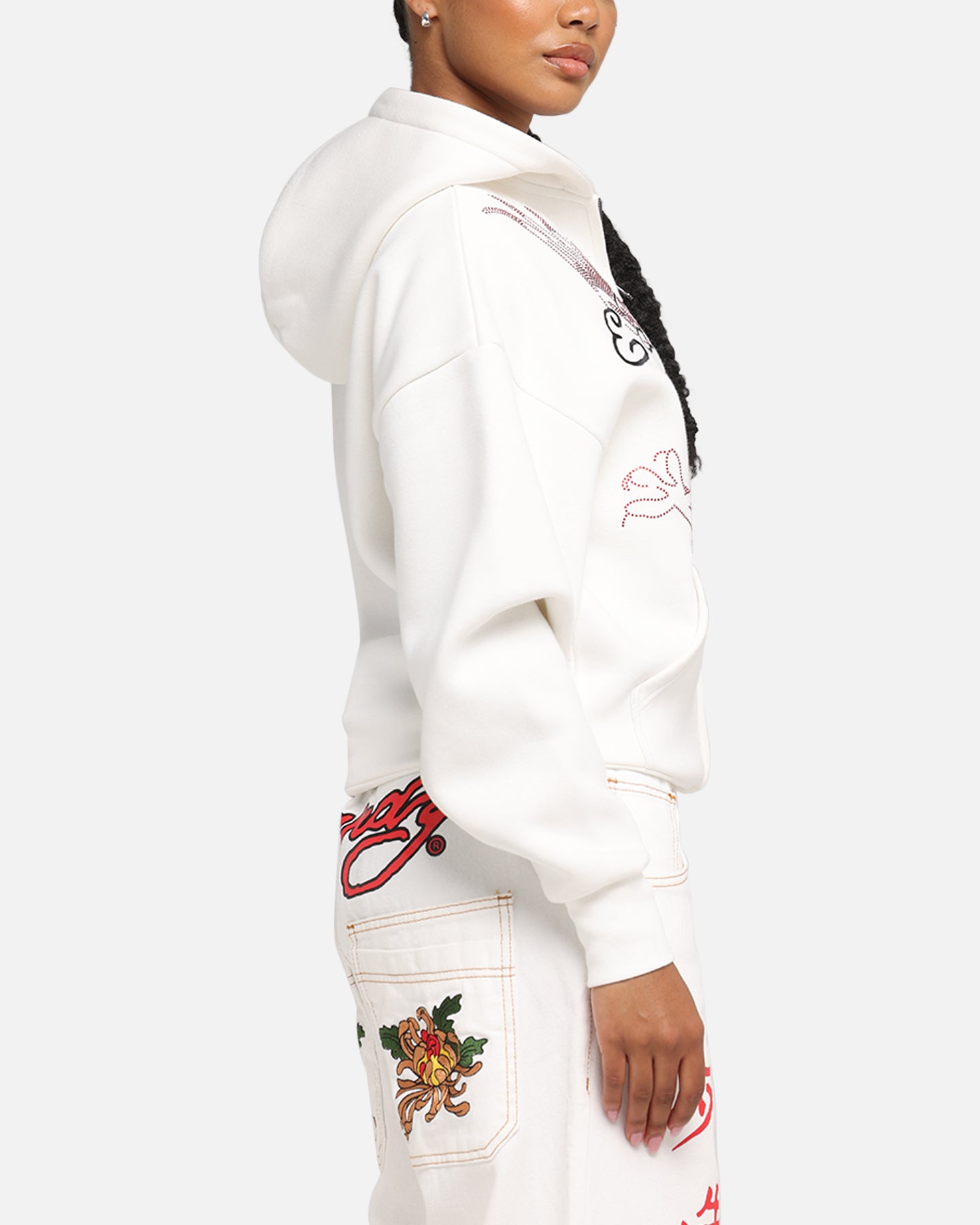 Ed Hardy Eagle Rhinestone Zip Hoodie Off White、mySite、zt4zffjzw