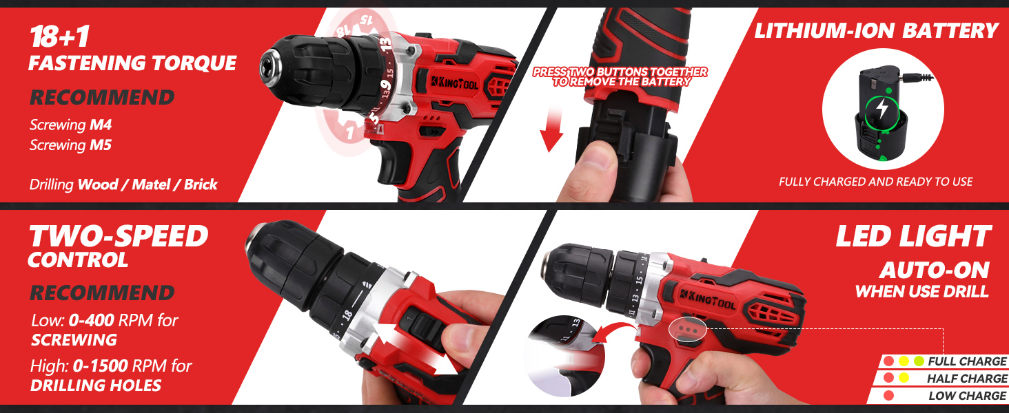 KIngTool 276PCS Tool Set with 12V Max Power Drill