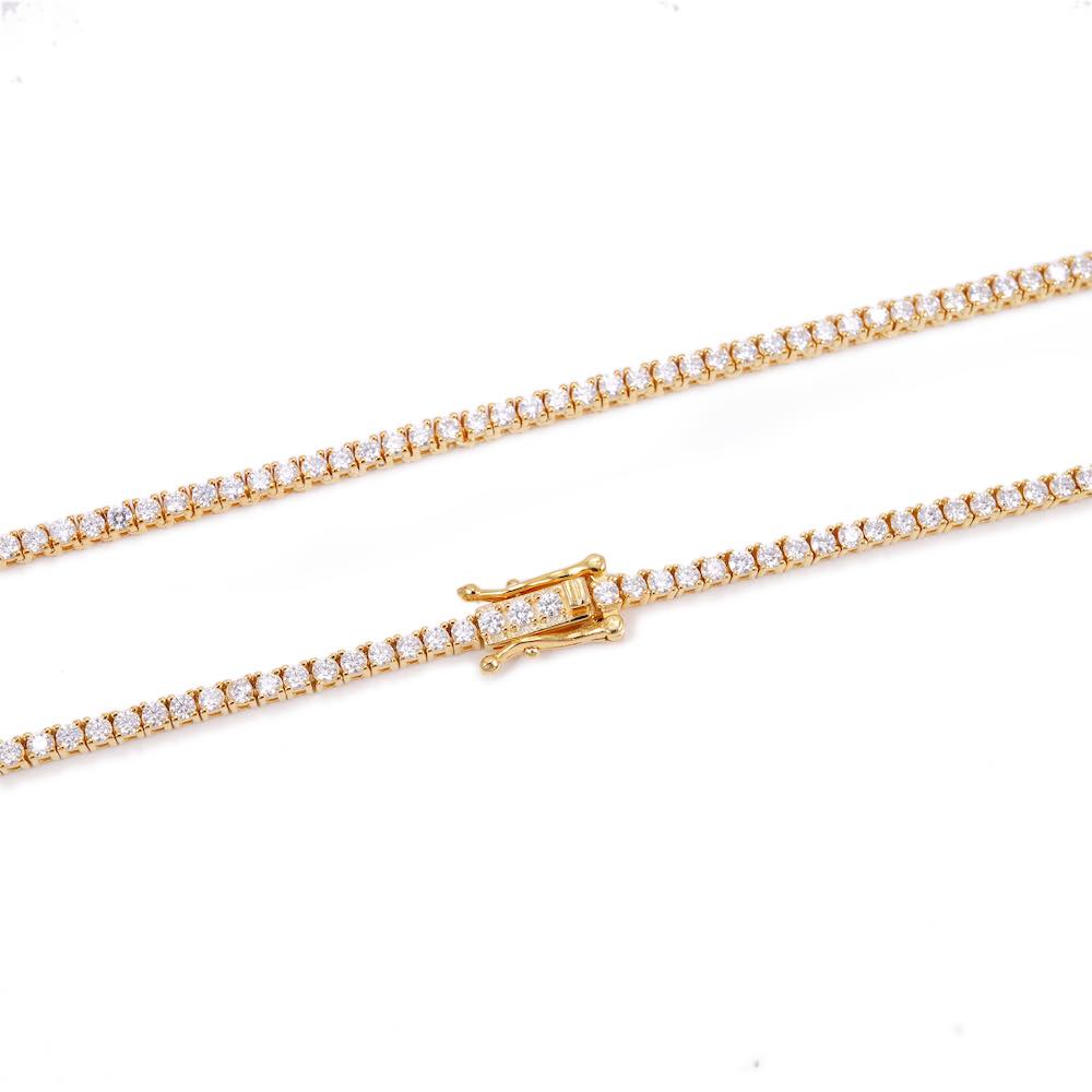 2MM Diamond Tennis Chain 14K Solid Yellow Gold、mySite、hinf8tx79
