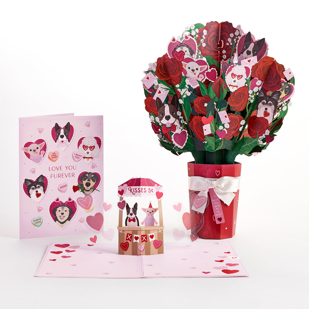 Love You Furever Dog Kisses Pop-Up Card & Bouquet Bundle、mySite、solidvoid