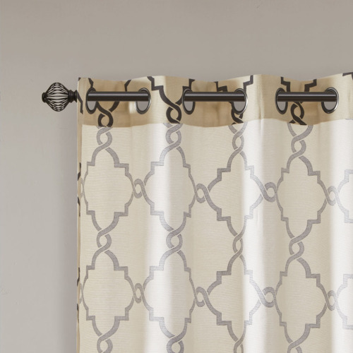 Fretwork Print Grommet Top Window Curtain Panel(Only 1 Pc Panel)、、eastwooduniform