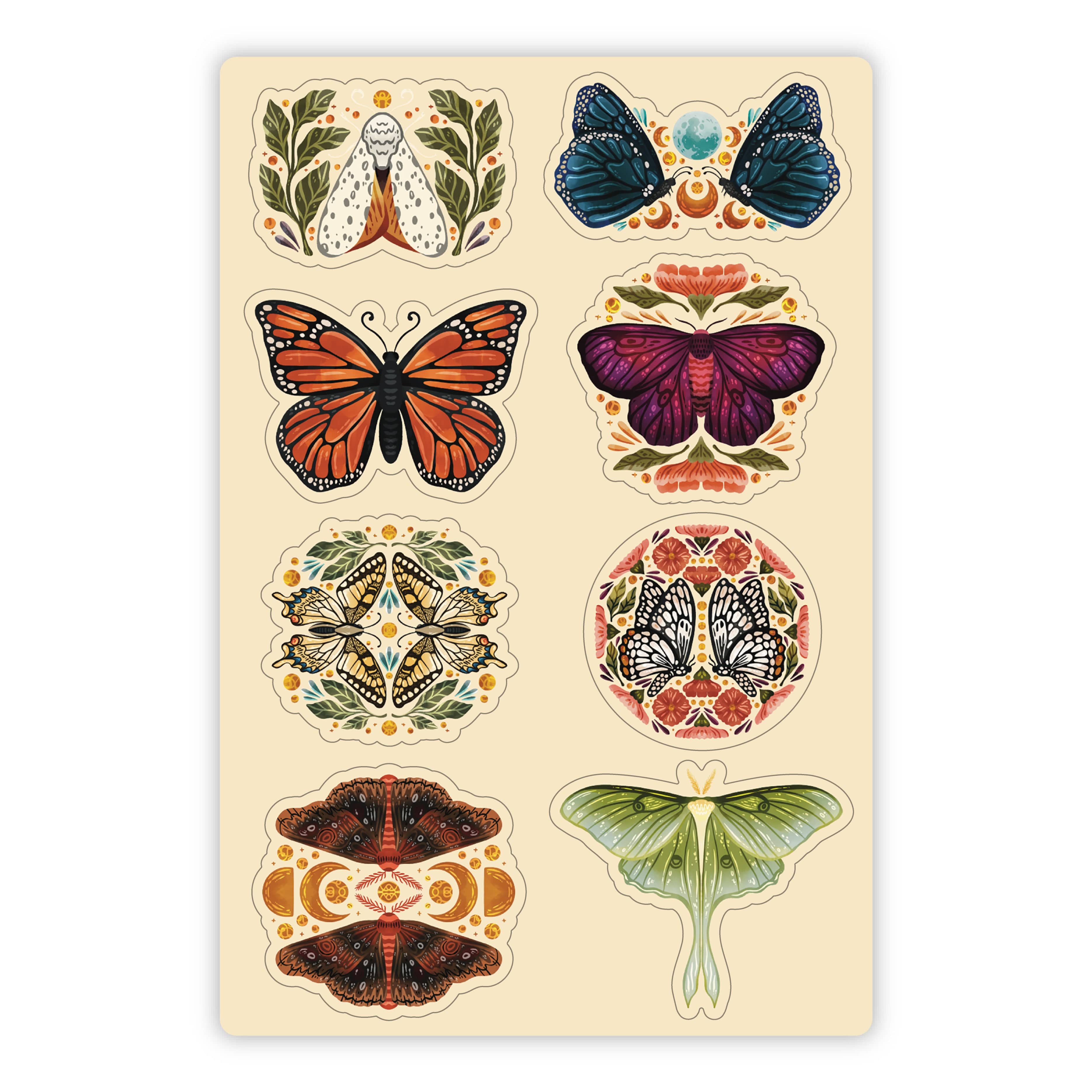  Moth & Butterfly Mini Sticker Sheet、mySite、ghnorth