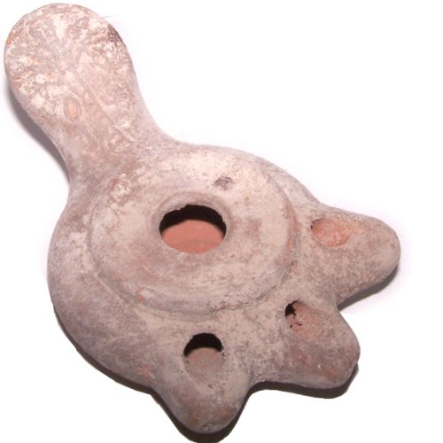 Antique three 3-wick Clay Oil Lamp - Herodian style ancient israeli heritage lamp、mySite、topwebapps