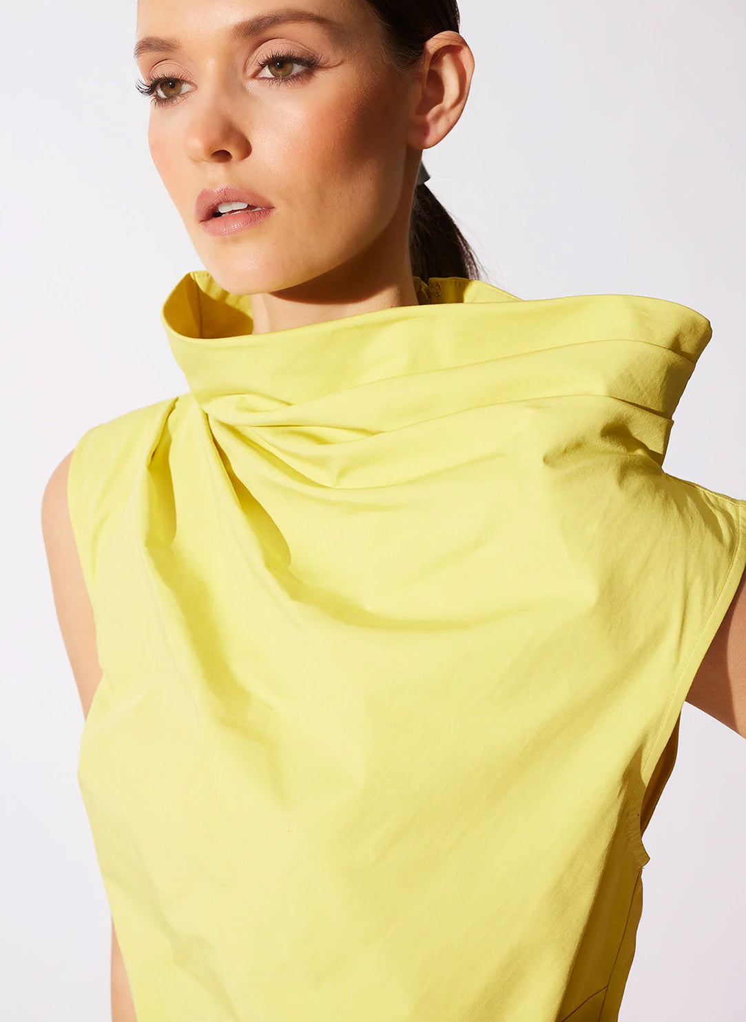  Tech Cotton Taffeta Lemon Asymmetric Funnel Neck Dress、mySite、justintrudeaud