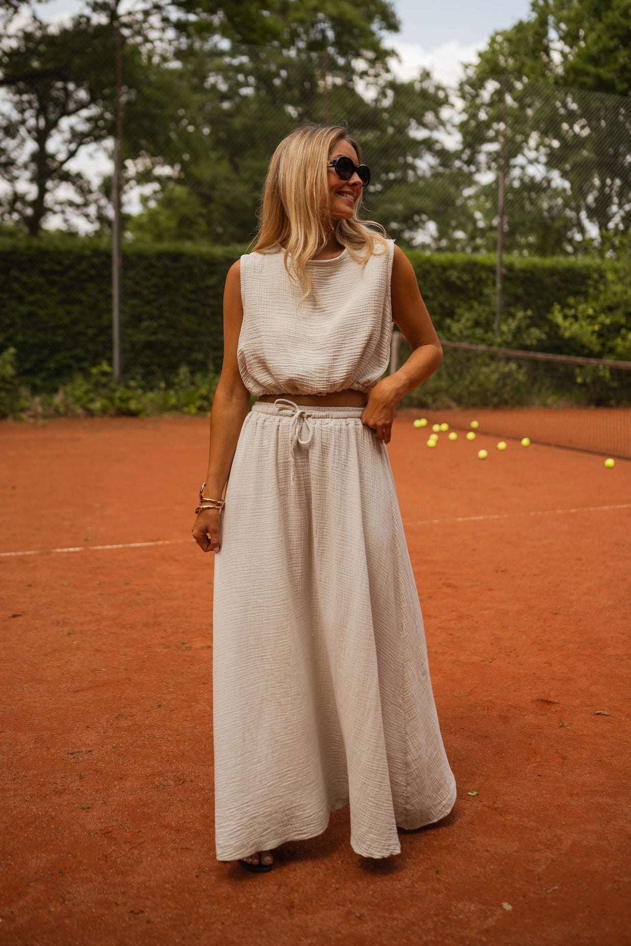 White pleated skirt