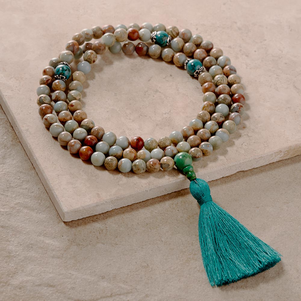 African Opal & Turquoise Mala, 108 Beads、mySite、topwebapps