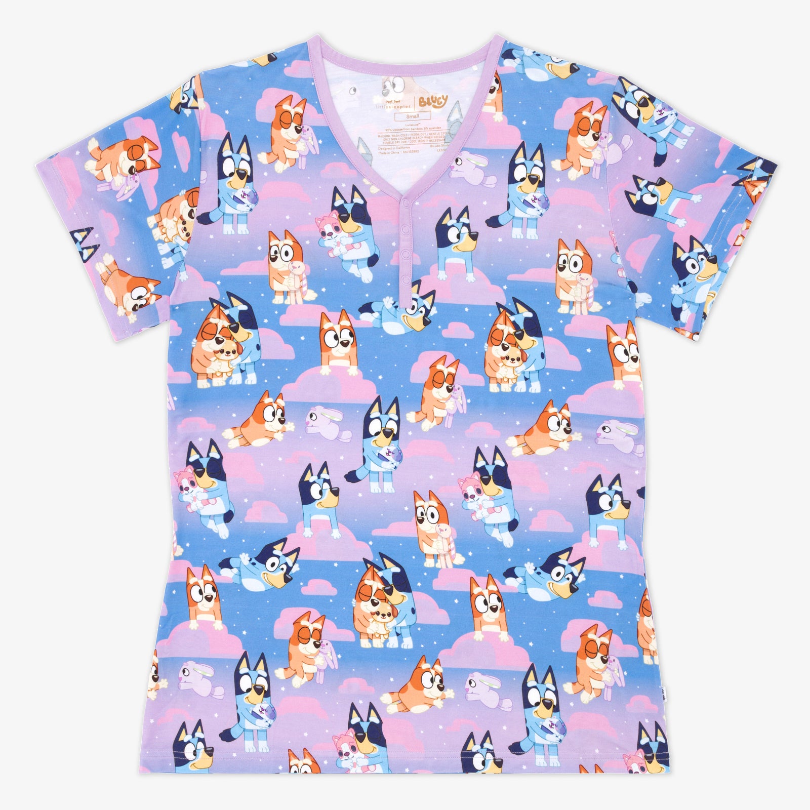 Bluey Purple Sleepytime Women's Short Sleeve Pajama Top、mySite、layawaytickets