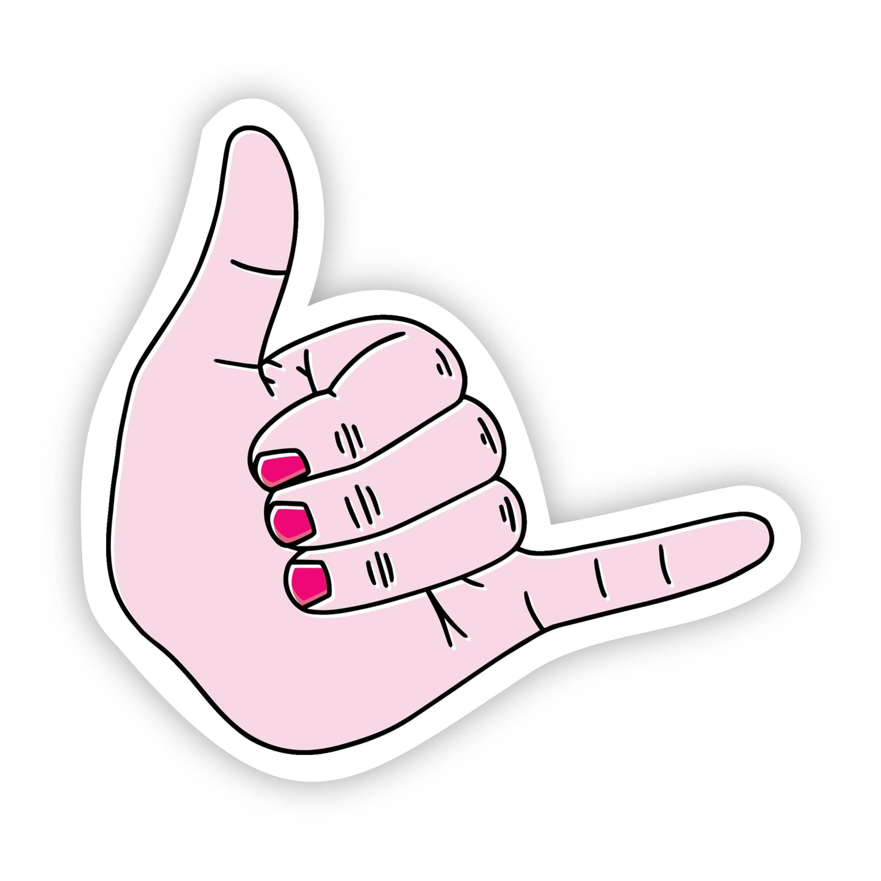  Shaka Light Pink Aesthetic Sticker - Hang Loose、mySite、elrpsem3k