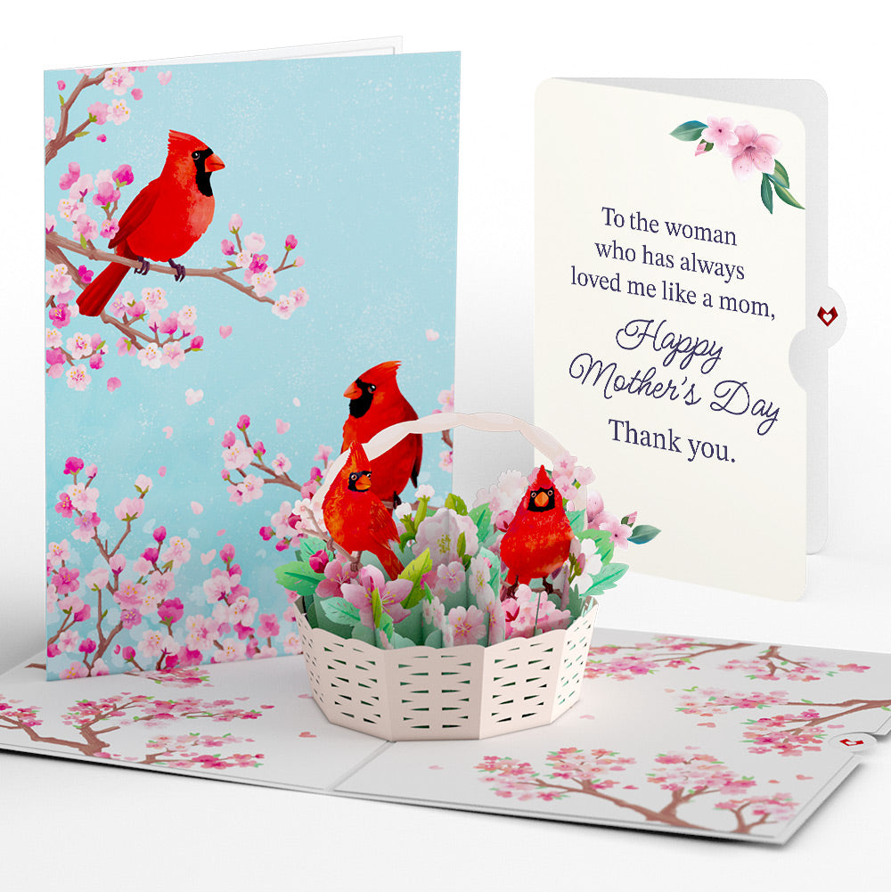 Cherry Blossom Basket with Cardinals Mother's Day Pop-Up Card and Loved Me Like A Mom Sentiment Set、mySite、solidvoid