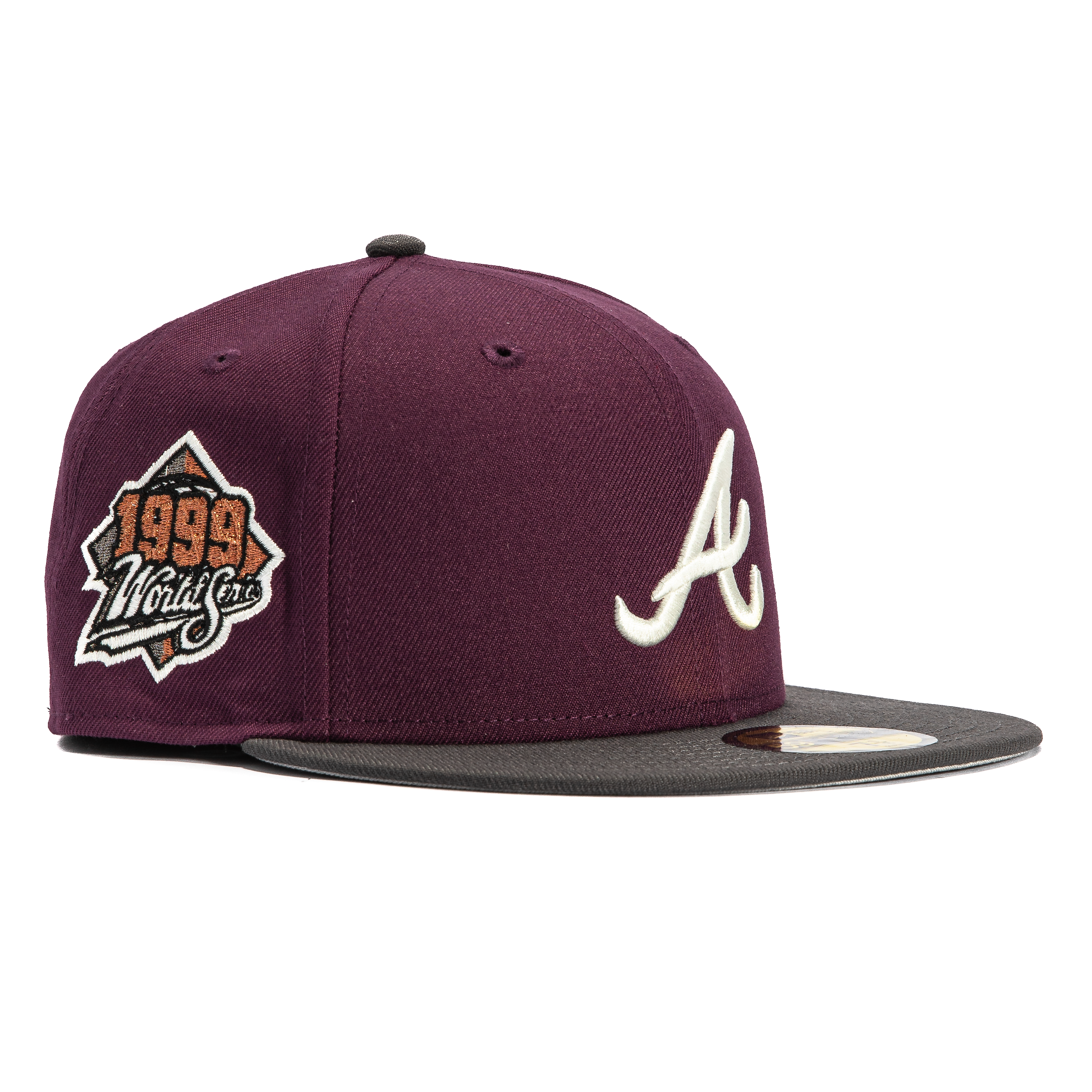 New Era 59Fifty Atlanta Braves 1999 World Series Patch Hat - Maroon, Graphite、mySite、vikingsvslions