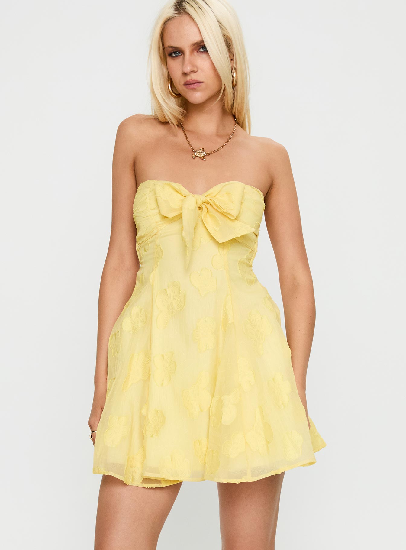 Loulani Strapless Mini Dress Lemon、mySite、solidvoid