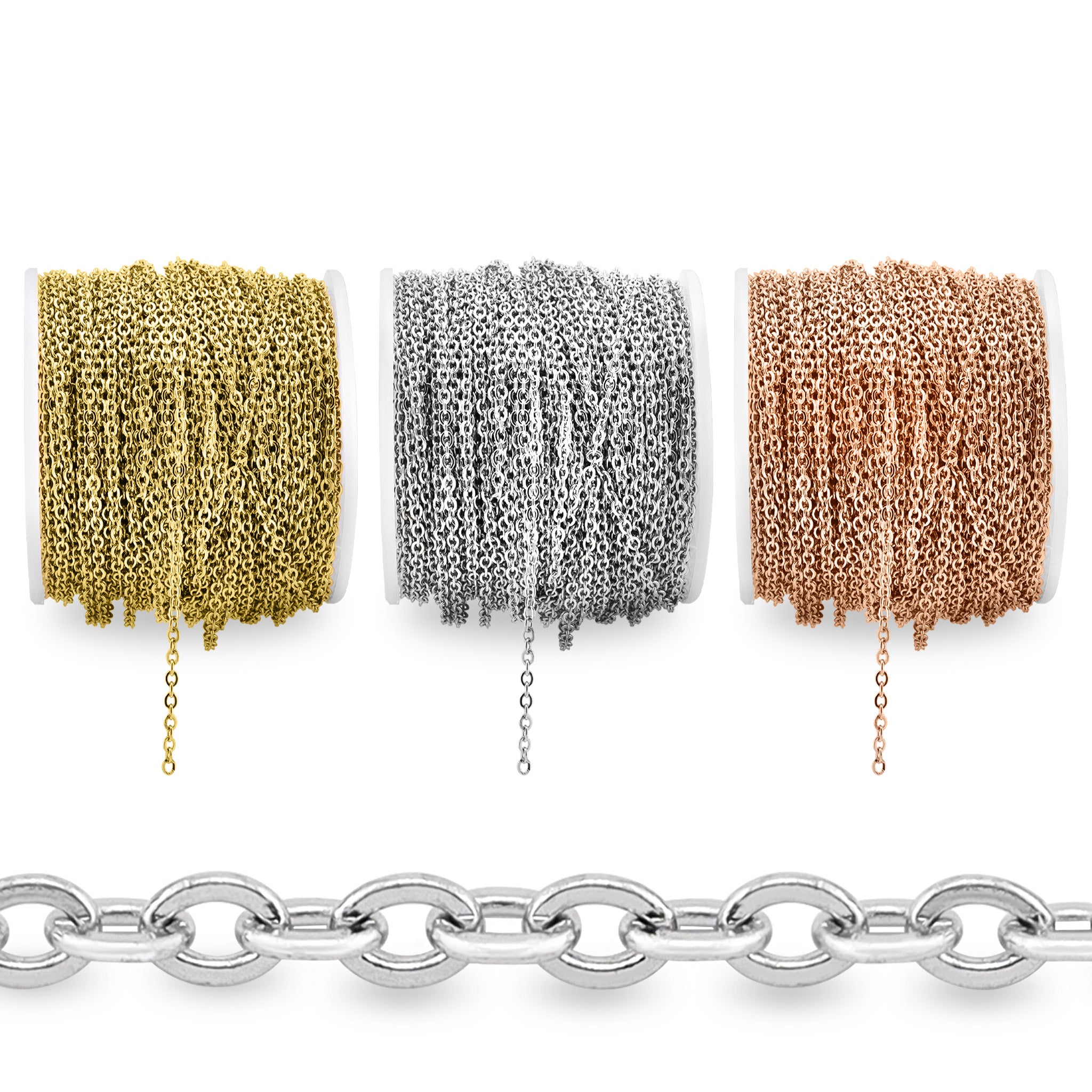 Stainless Steel 2.5mm Oval Loop Chain 164' Spool 50 meter / SPL0010、mySite、dreamappss