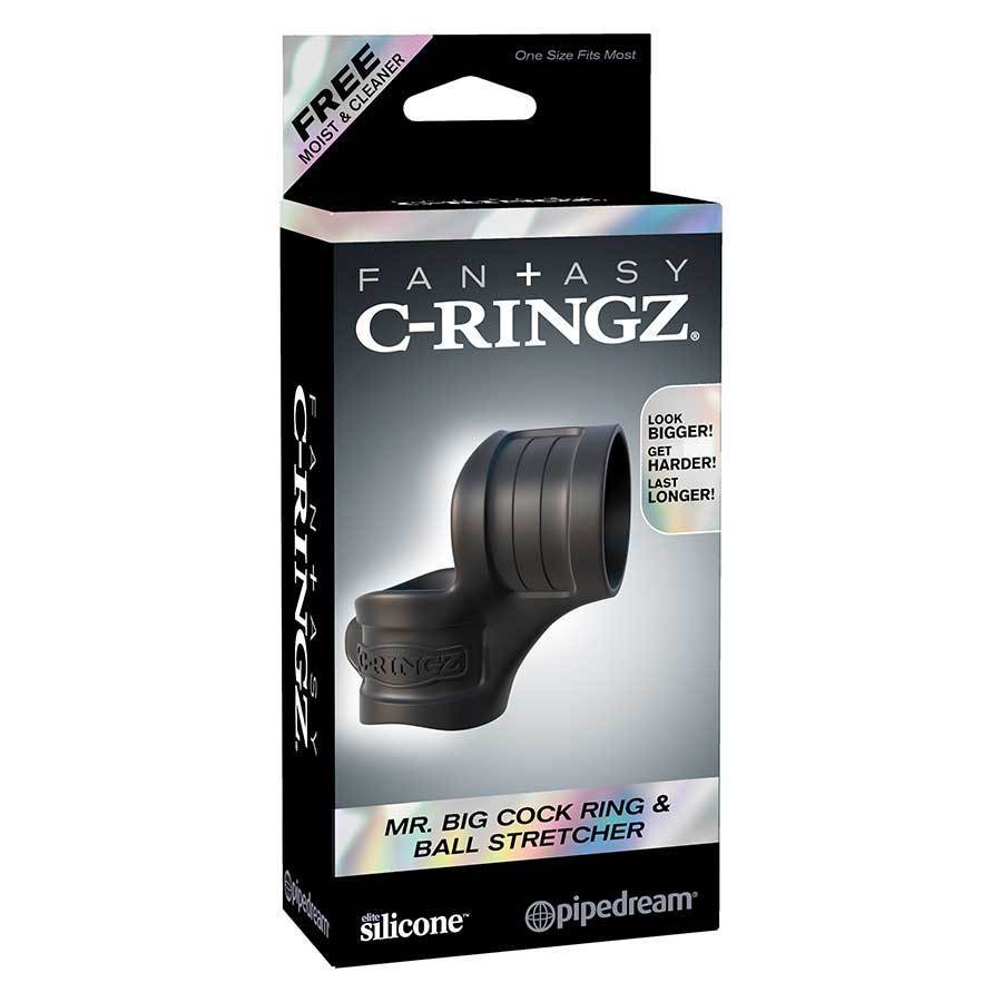 Black Silicone Mr. Big Cock Ring and Ball Stretcher by Fantasy C-Ringz、mySite、bottomscart
