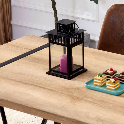 Rustic Industrial Rectangular Wood Dining Table For 4-6 Person, With 1.5" Thick Engineered Wood color Tabletop and Black Metal Legs,Desk For Kitchen Dining Living Room, 55.1" x 31.4"x 29.9"1529W115172、、casual