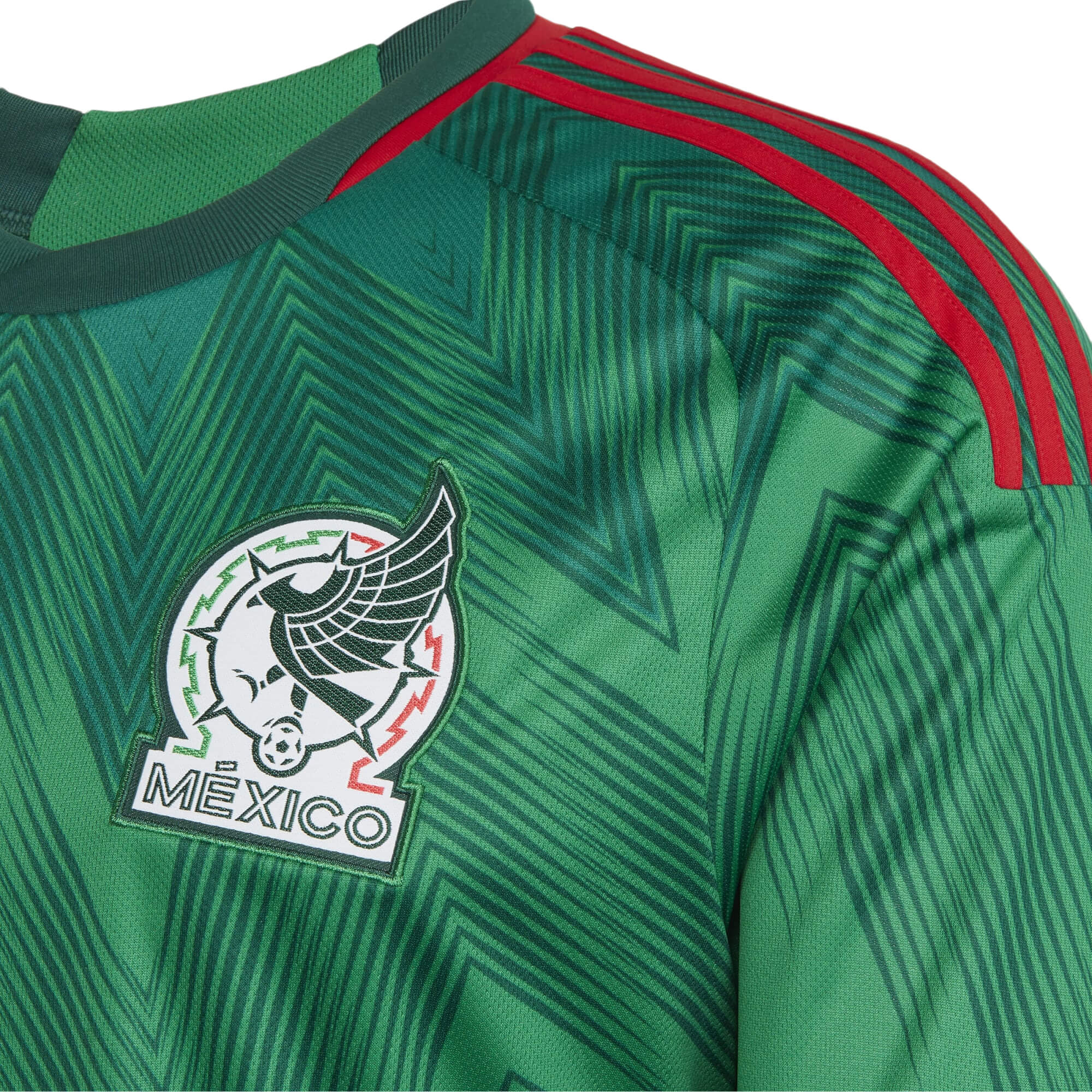 adidas Men's Mexico 2022 Home Long Sleeve Jersey Vivid Green/Green、mySite、noshort