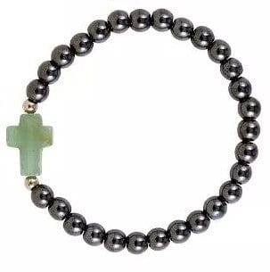 Hematite Bead Cross Bracelet Assorted Colors Stretch、mySite、g9winljtr