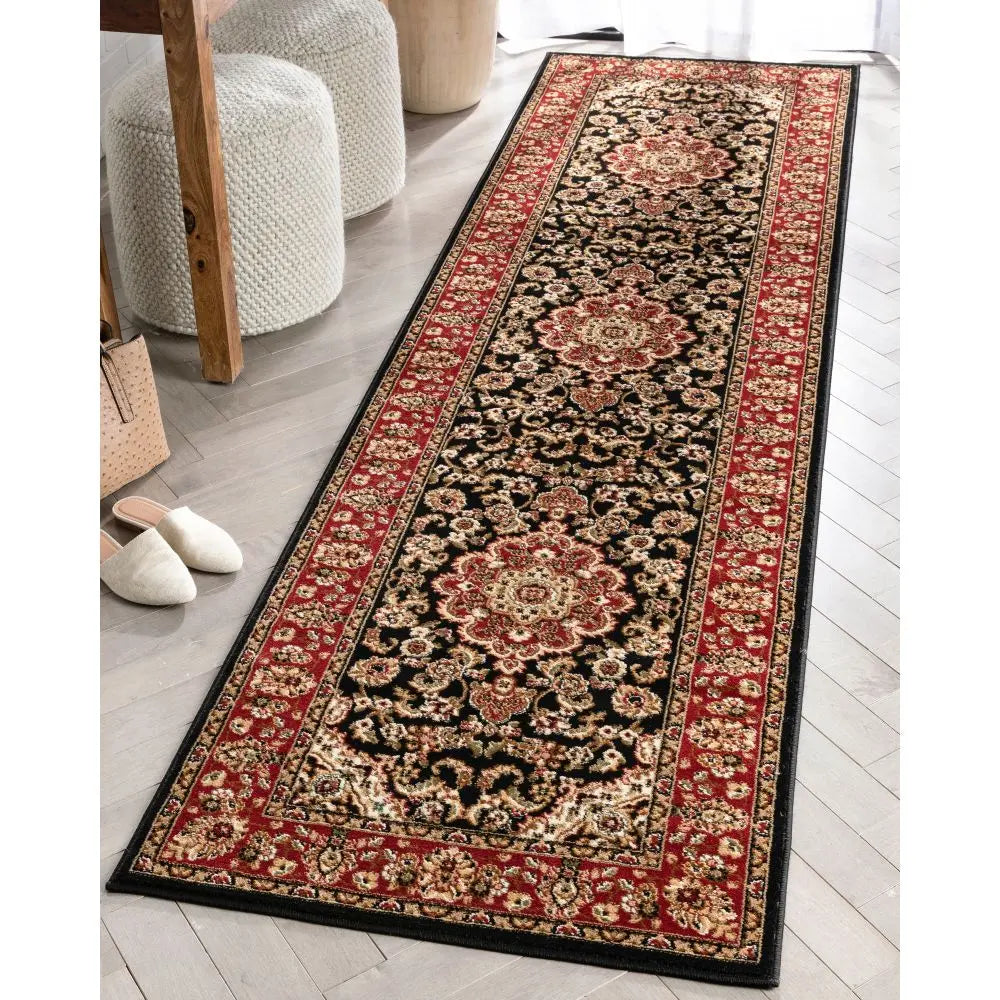 Medallion Kashan Black Traditional Rug、mySite、gigharbornorthrealestate