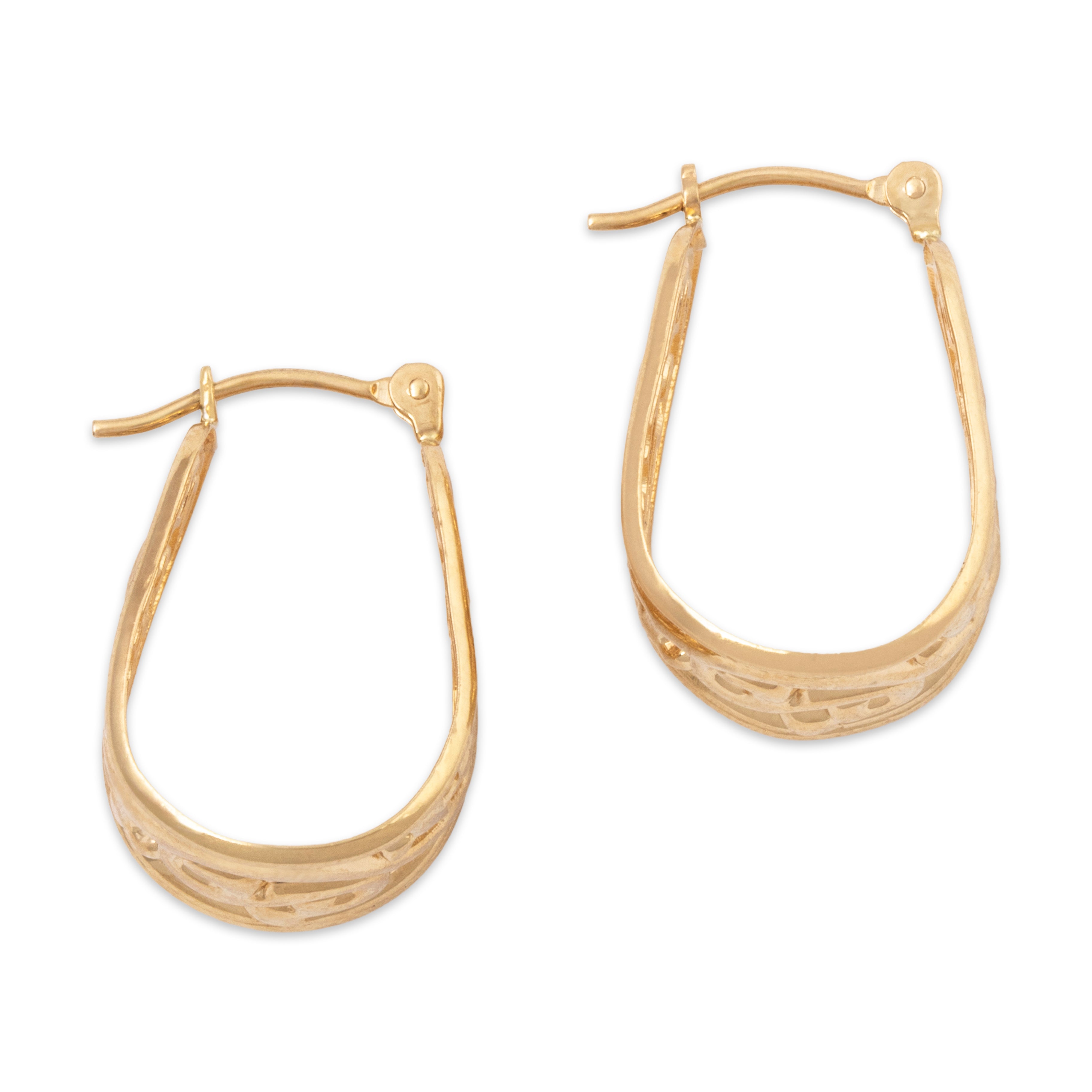 Vintage 14k Yellow Gold Swirling Openwork Hoop Earrings、mySite、hinf8tx79