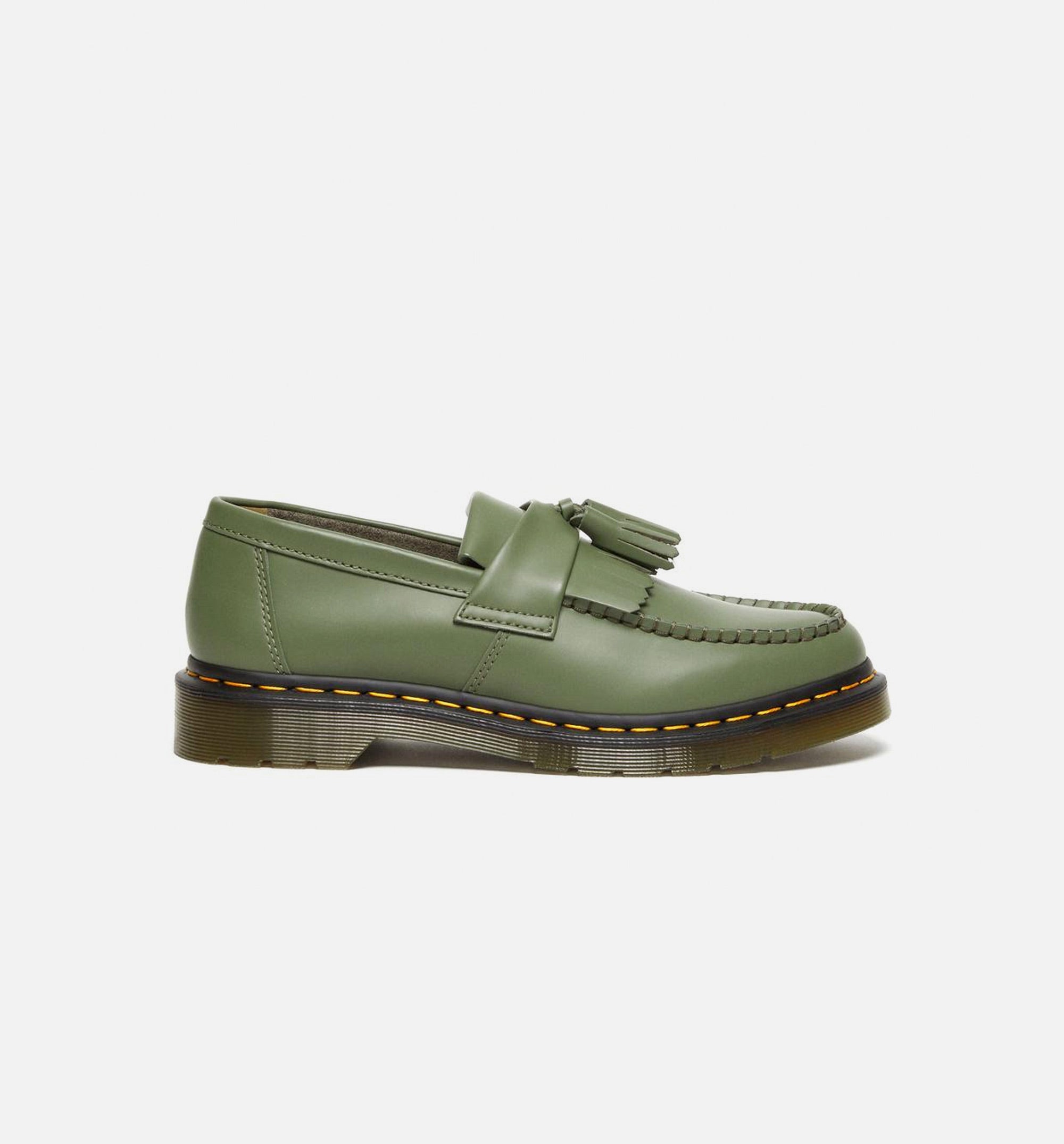 Adrian Yellow Stitch Leather Tassle Mens Loafers - Green、mySite、dreamappss