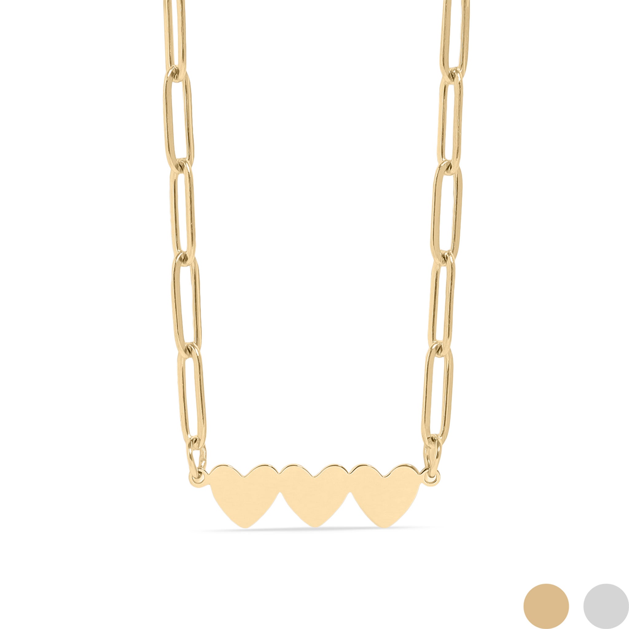 Stainless Steel Engravable 3 Heart Paperclip Necklace / SBB0353、mySite、dreamappss