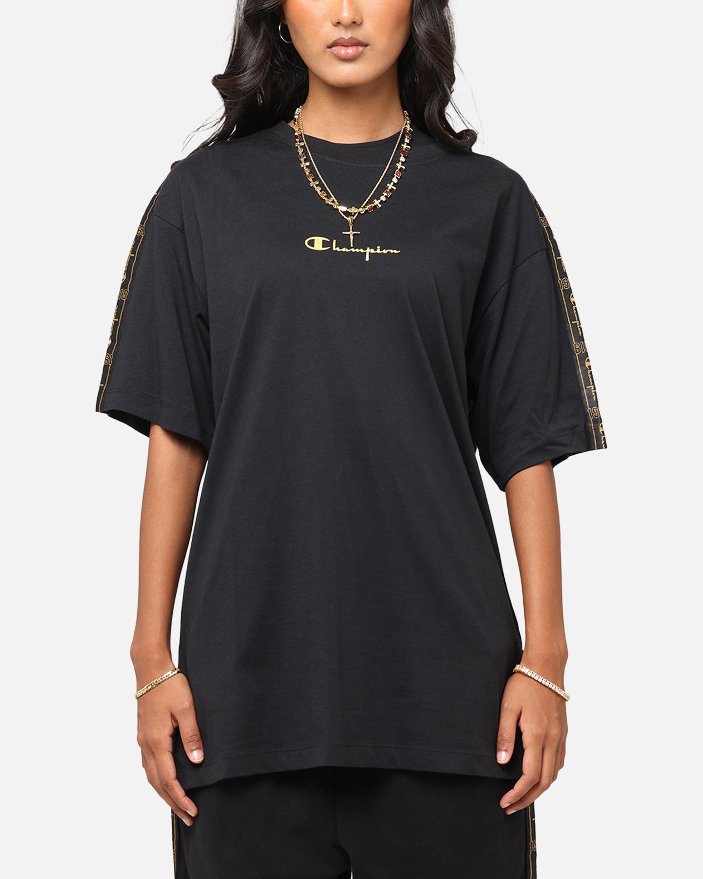 Champion Lux Taping T-Shirt Black、mySite、zt4zffjzw