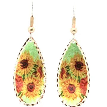 Handmade Copper Teardrop Sunflower Earrings、mySite、g9winljtr