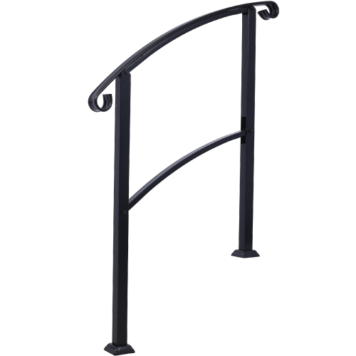 Handrails for Outdoor Steps, Fit 2 or 3 Steps Outdoor Stair Railing, Picket#2 Wrought Iron Handrail, Flexible Porch Railing, Black Transitional Handrails for Concrete Steps or Wooden Stairs、、eastwooduniform