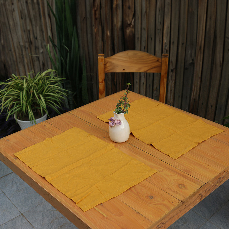 Pure Linen Table Mats | Set of 4 | Golden Yellow、mySite、camillekostekn