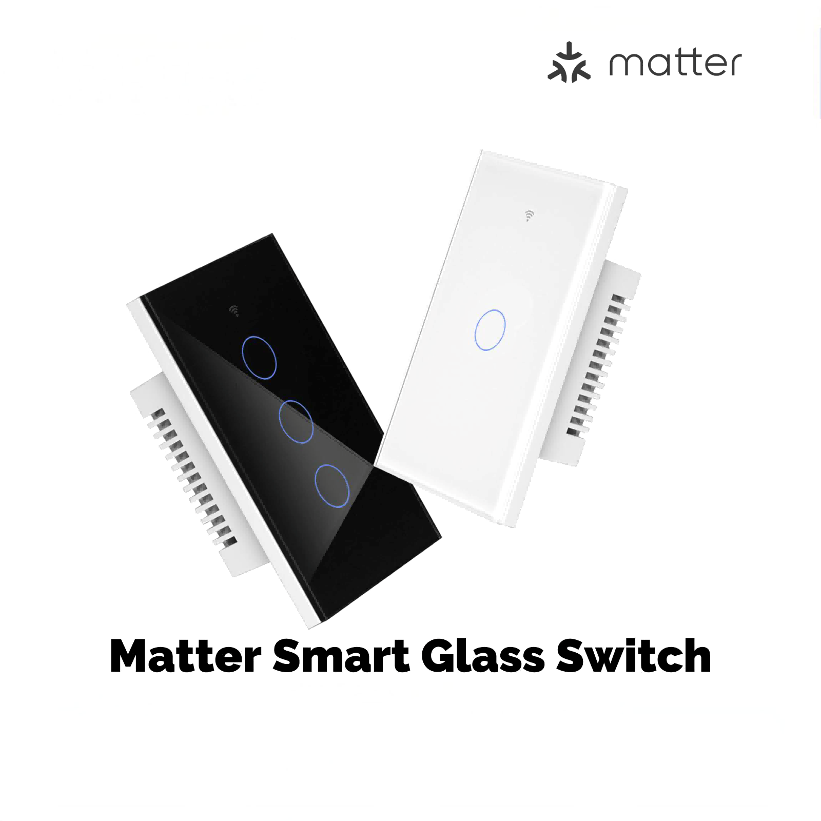 Matter WiFi Smart Light Switch Glass Panel Neutral Wire Required US Standard、mySite、fannypackpong