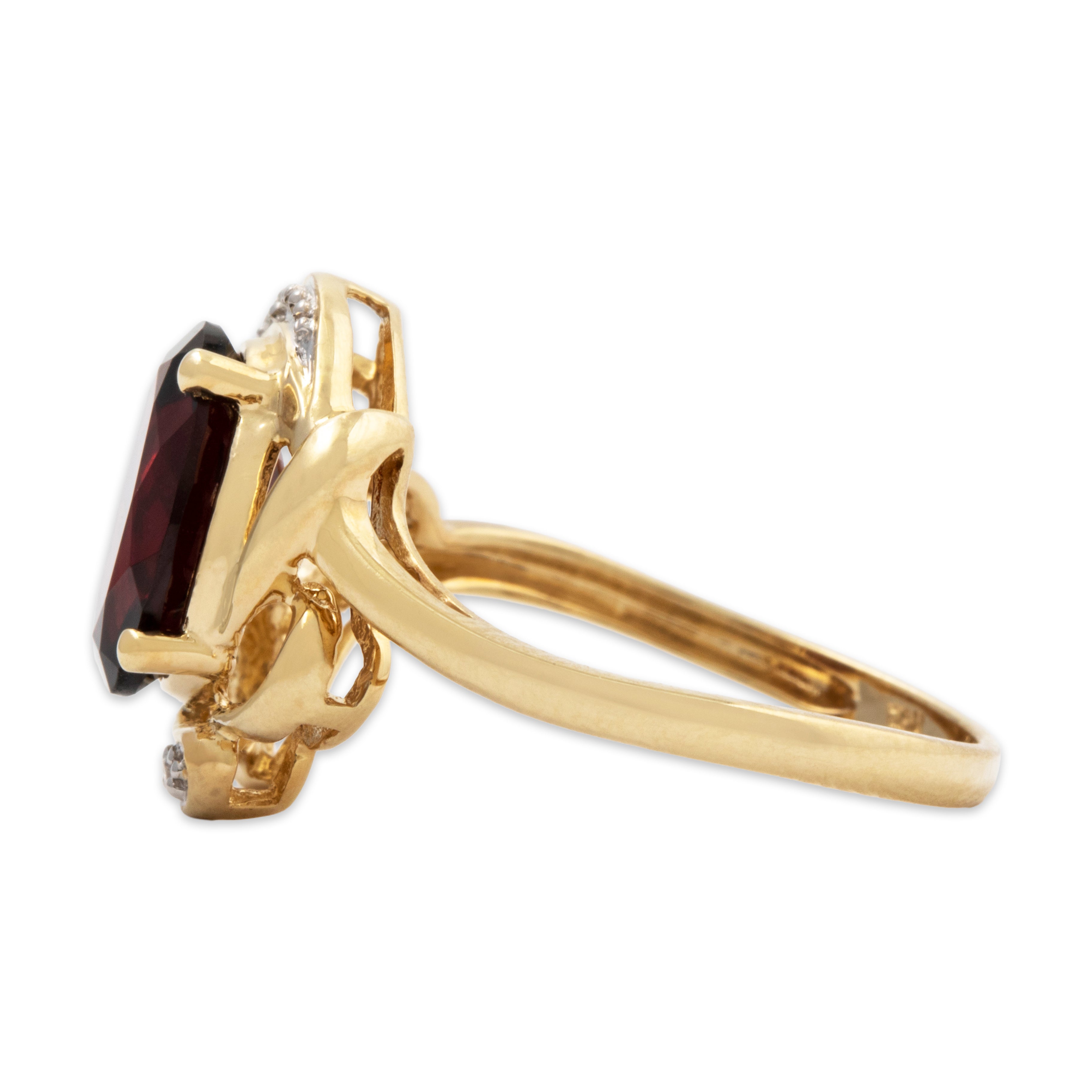 Vintage 10k Yellow Gold 2.68ct Garnet Diamond Scarlet Statement Ring 6.25、mySite、hinf8tx79