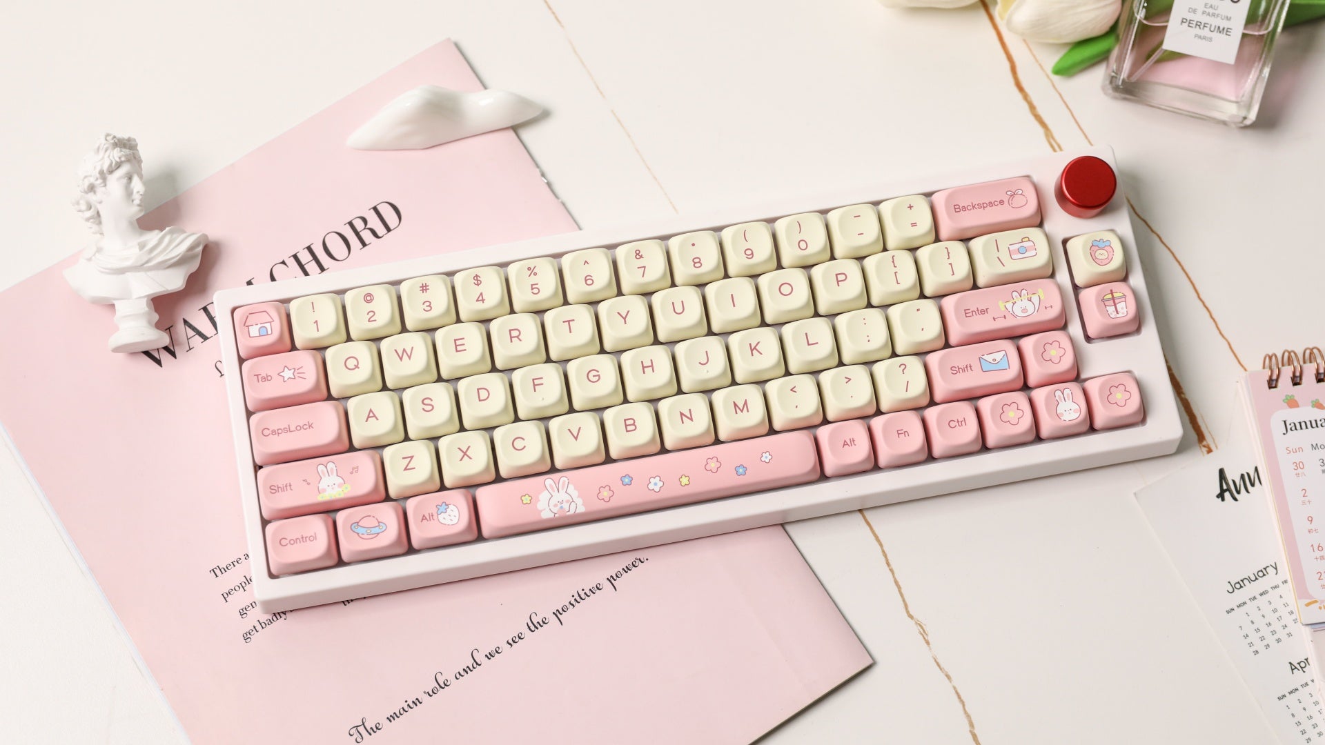 EPOMAKER Cream Bunny Keycaps Set