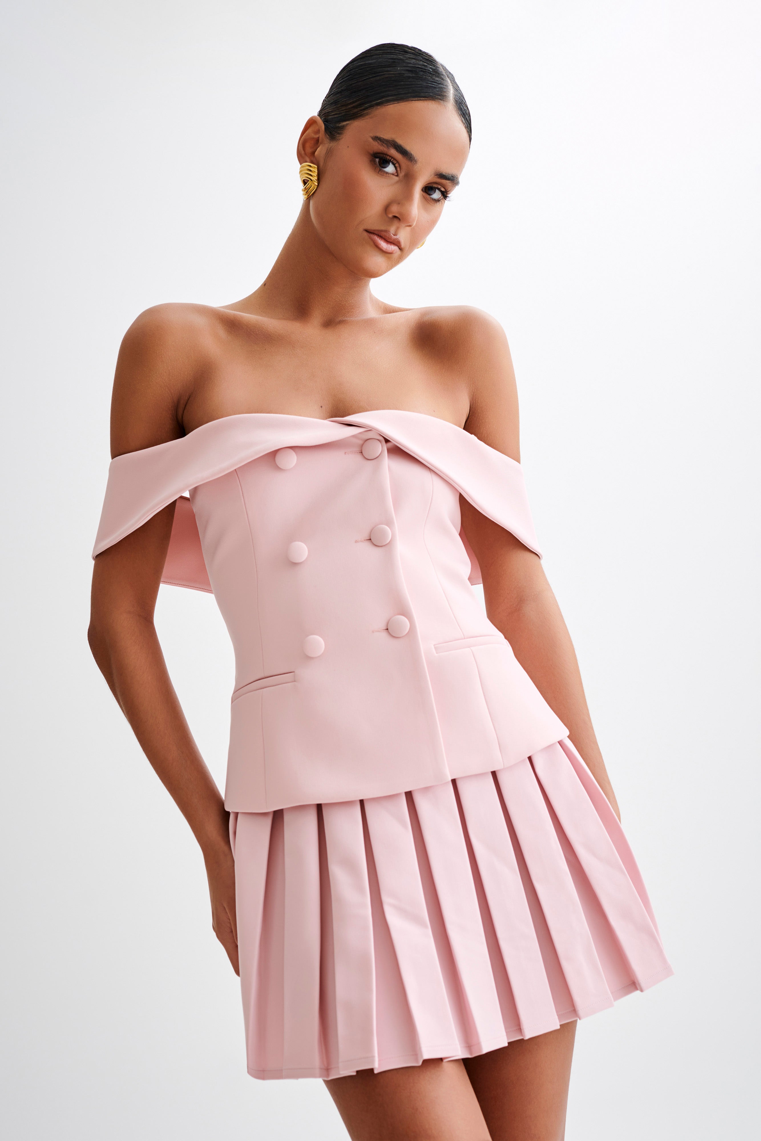 Mura Pleated Mini Skirt - Baby Pink、mySite、solidvoid