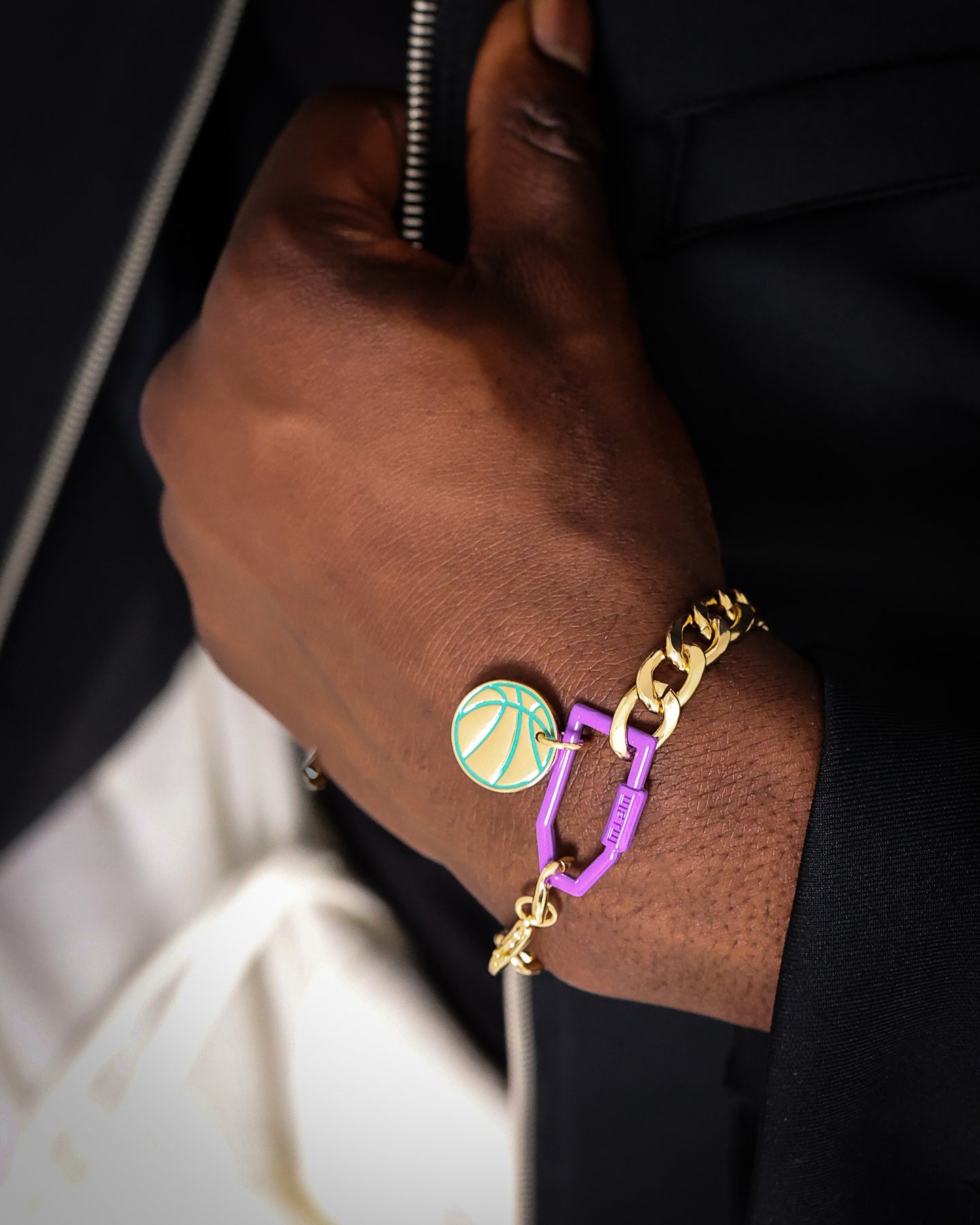 Wild For The Weekend Slam Dunk Basketball Bracelet Gold/Purple/Teal、mySite、zt4zffjzw