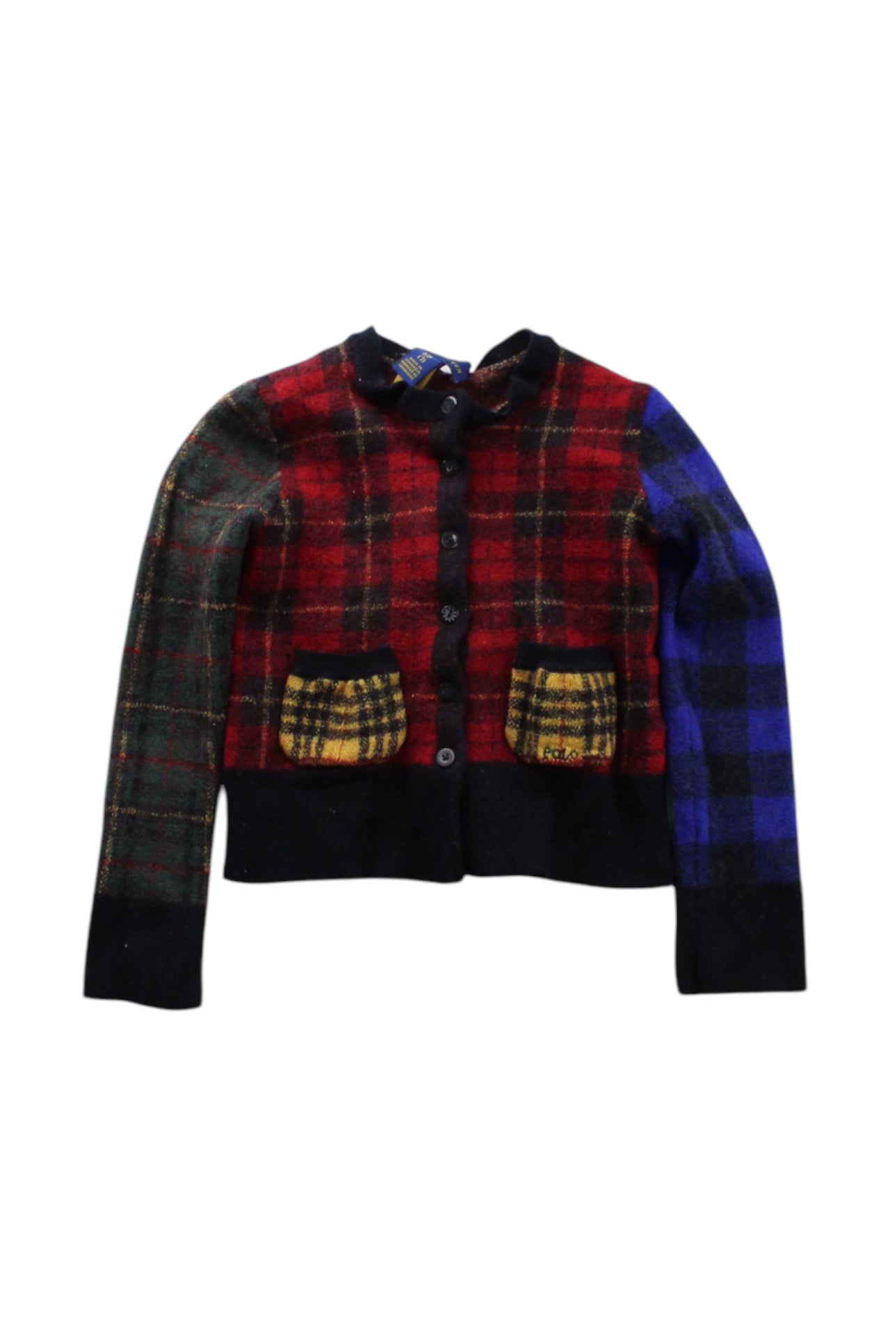 Polo Ralph Lauren Checkered Wool Cardigan, Size 7Y、mySite、g9winljtr