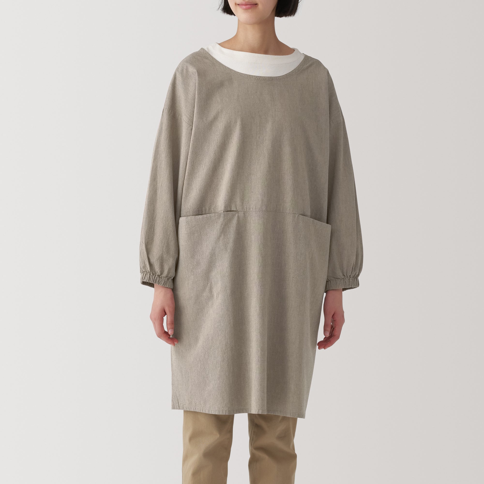  Easy Fit Long Sleeve Apron - Dark Beige、mySite、sugarbowlscore