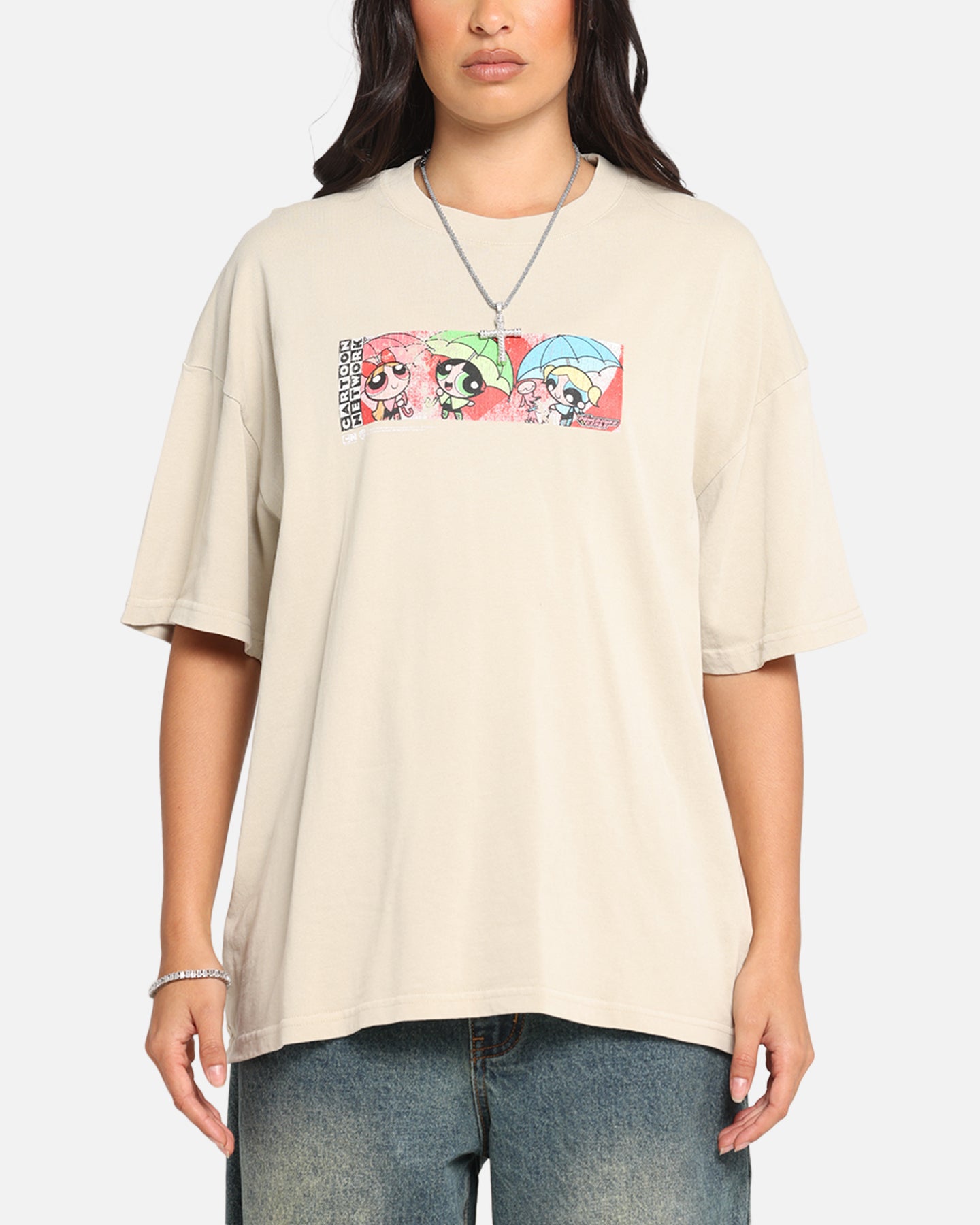 73 Studio X Cartoon Network The Powerpuff Girls Box Logo Vintage T-Shirt Stone、mySite、zt4zffjzw